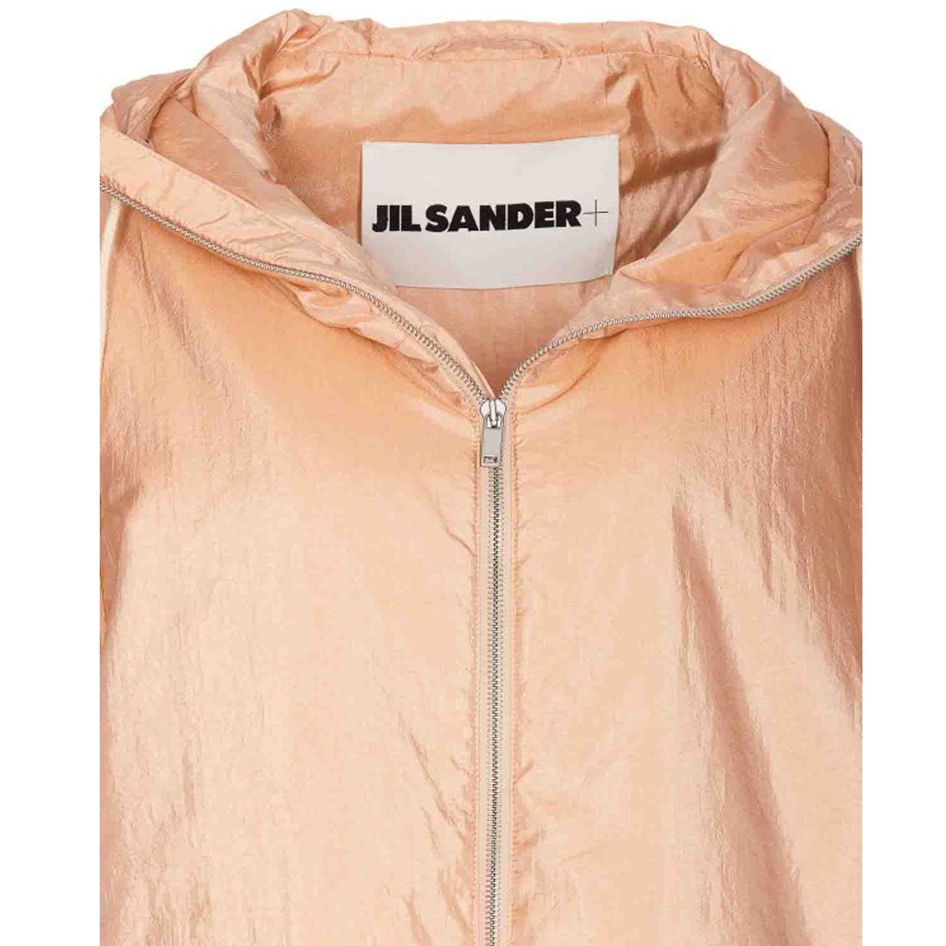 Jil Sander Blend Silk Zip-Up Hooded Jacket Pink Polyamide