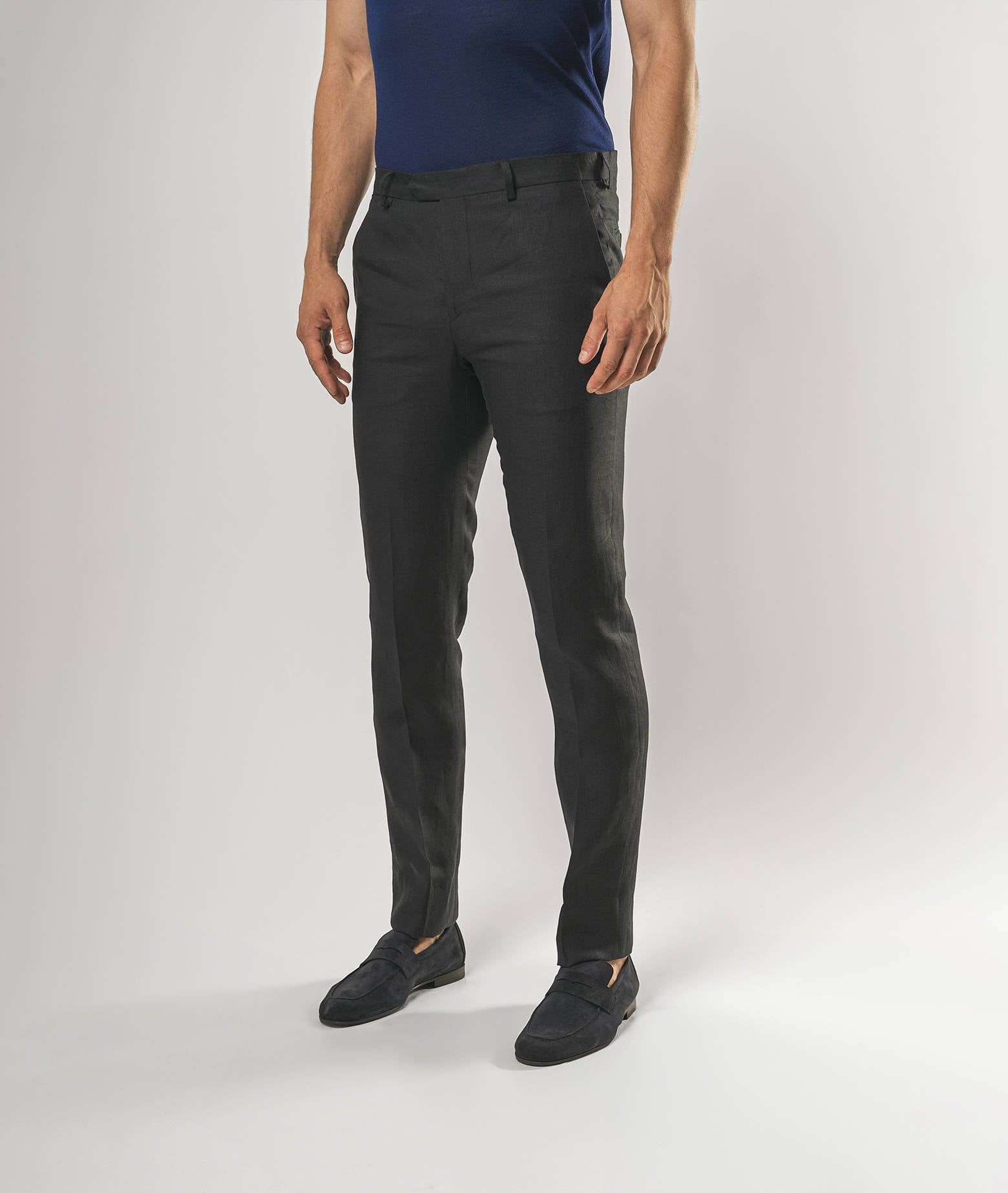 Linen Trousers Marbella Navy No Pinces