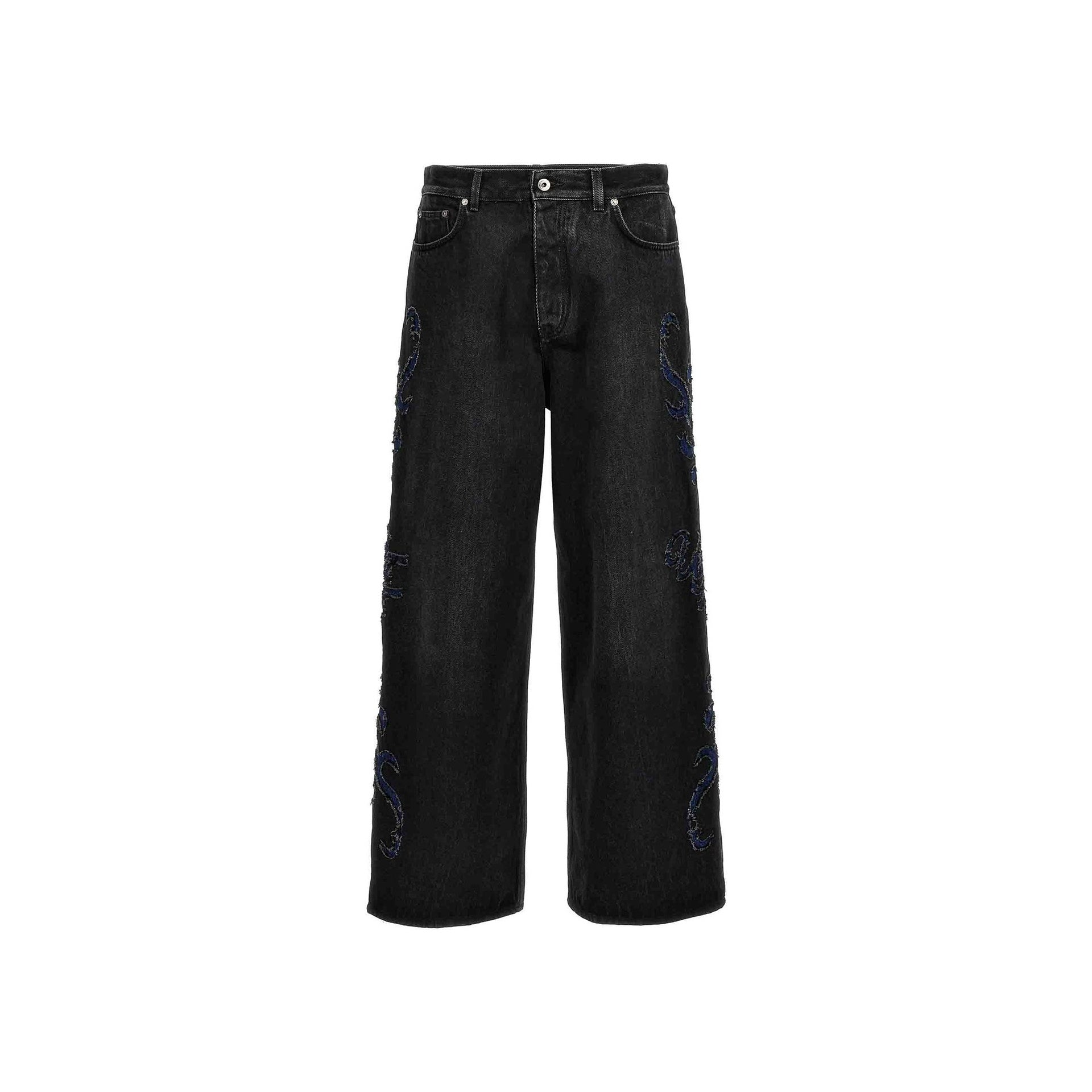 Off-White Denim Flared Jeans Black Cotton