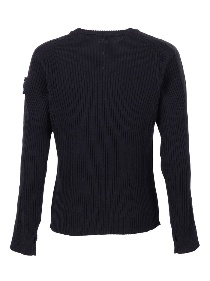 RIBBED CREW NECK NYLON Blue Virgin Wool Inserti Polyamide Crewneck