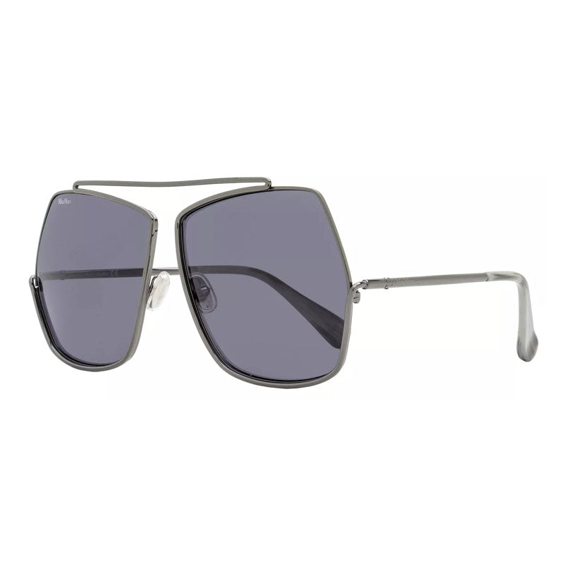 Max Mara Sunglasses Geometric Full Rim, Shiny Gunmetal Frame And Smoke Lens Mm000632n Grey
