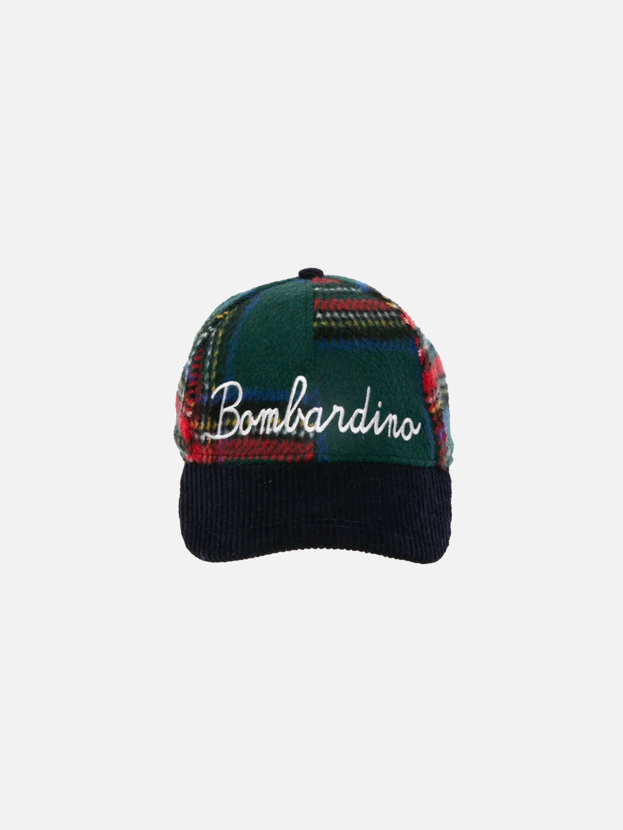 Tartan Baseball Cap With Bombardino Embroidery Purple Hat