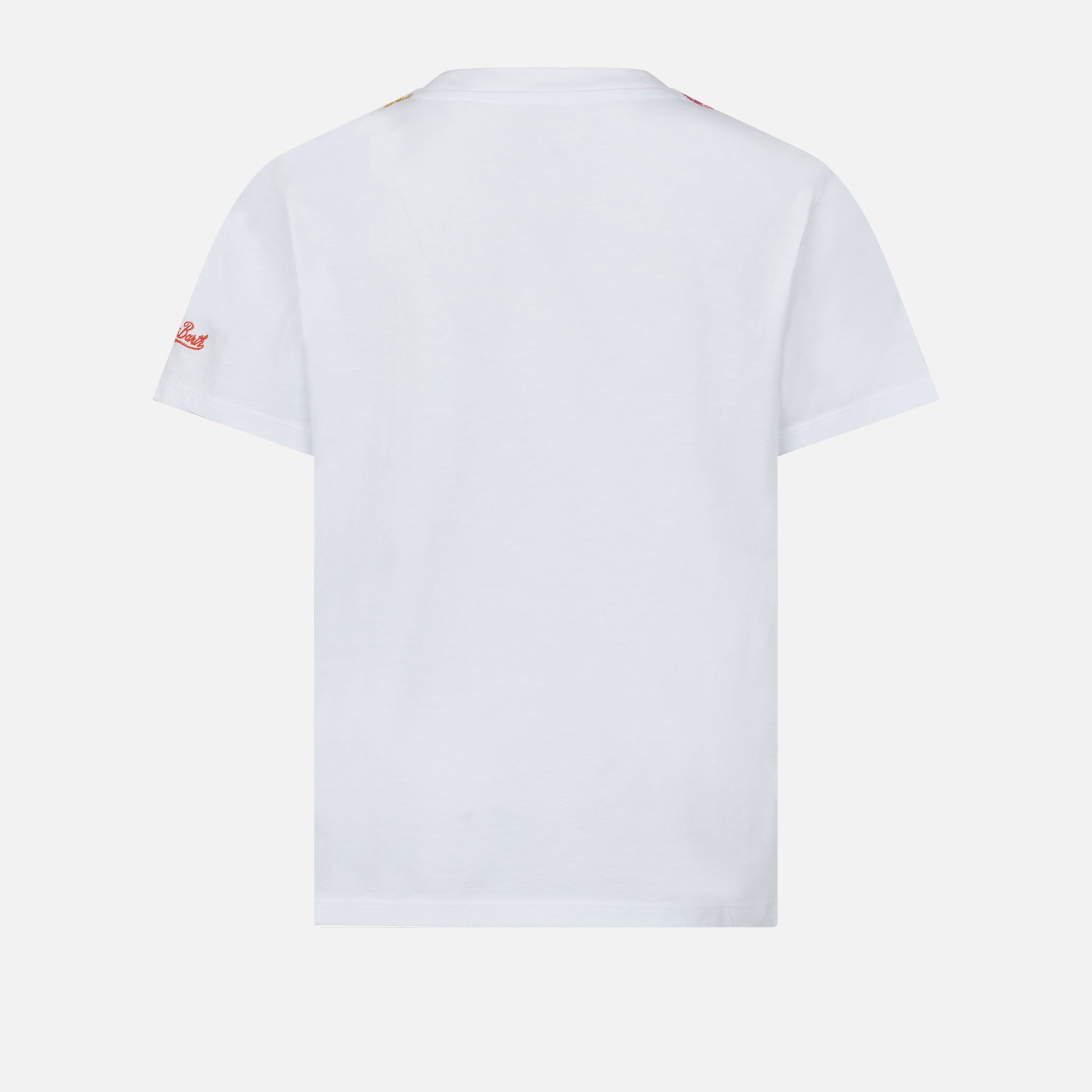 Girl T-Shirt With Daisy Embroidery And Patch White