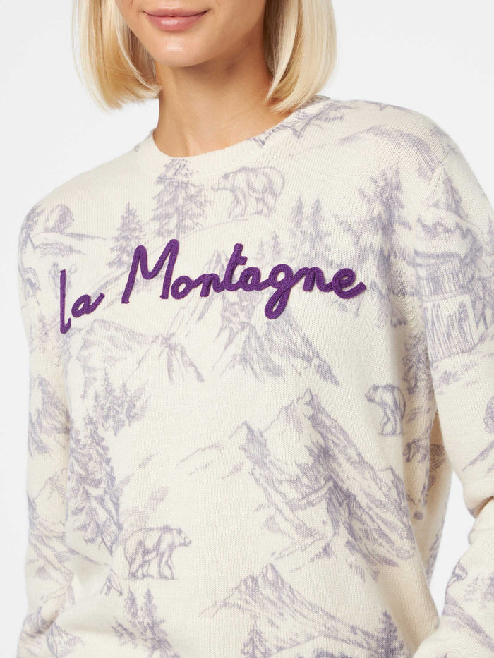 New Queen Sweater With La Montagne Print White