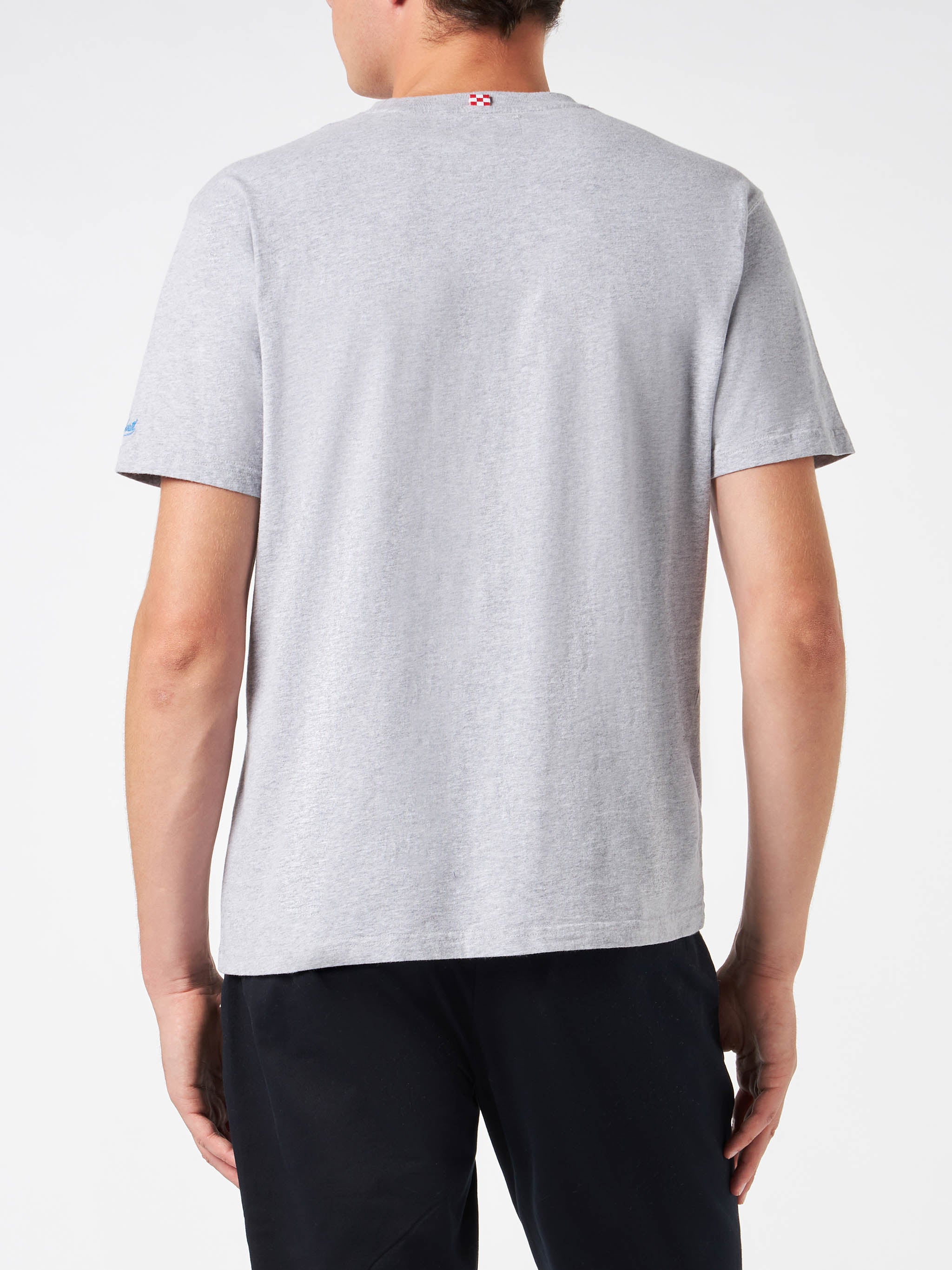 Man Heavy Cotton T-Shirt With Sex Machine Embroidery Grey