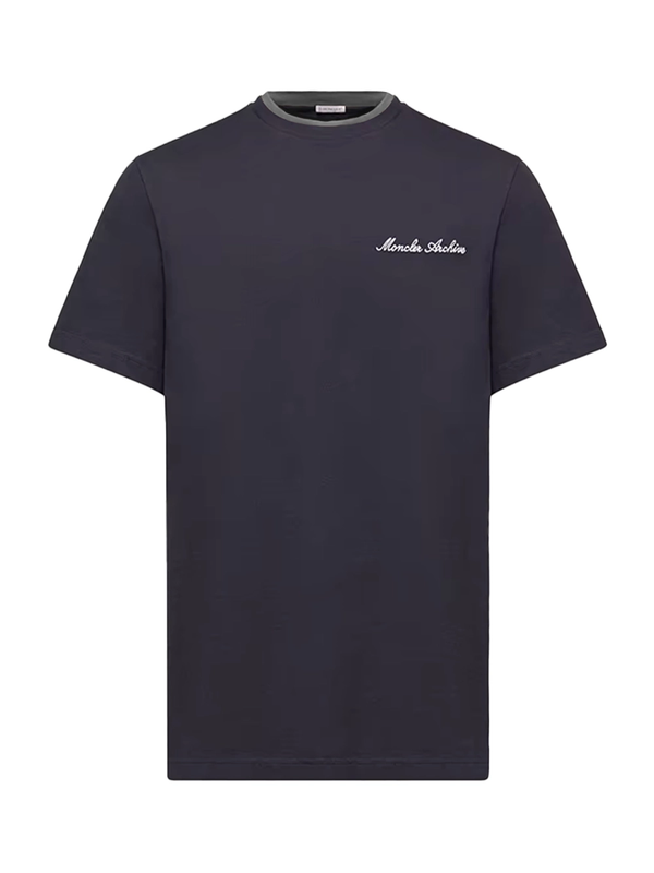 Moncler Men Embroidered Logo Cotton T-Shirt Black >> Rtw