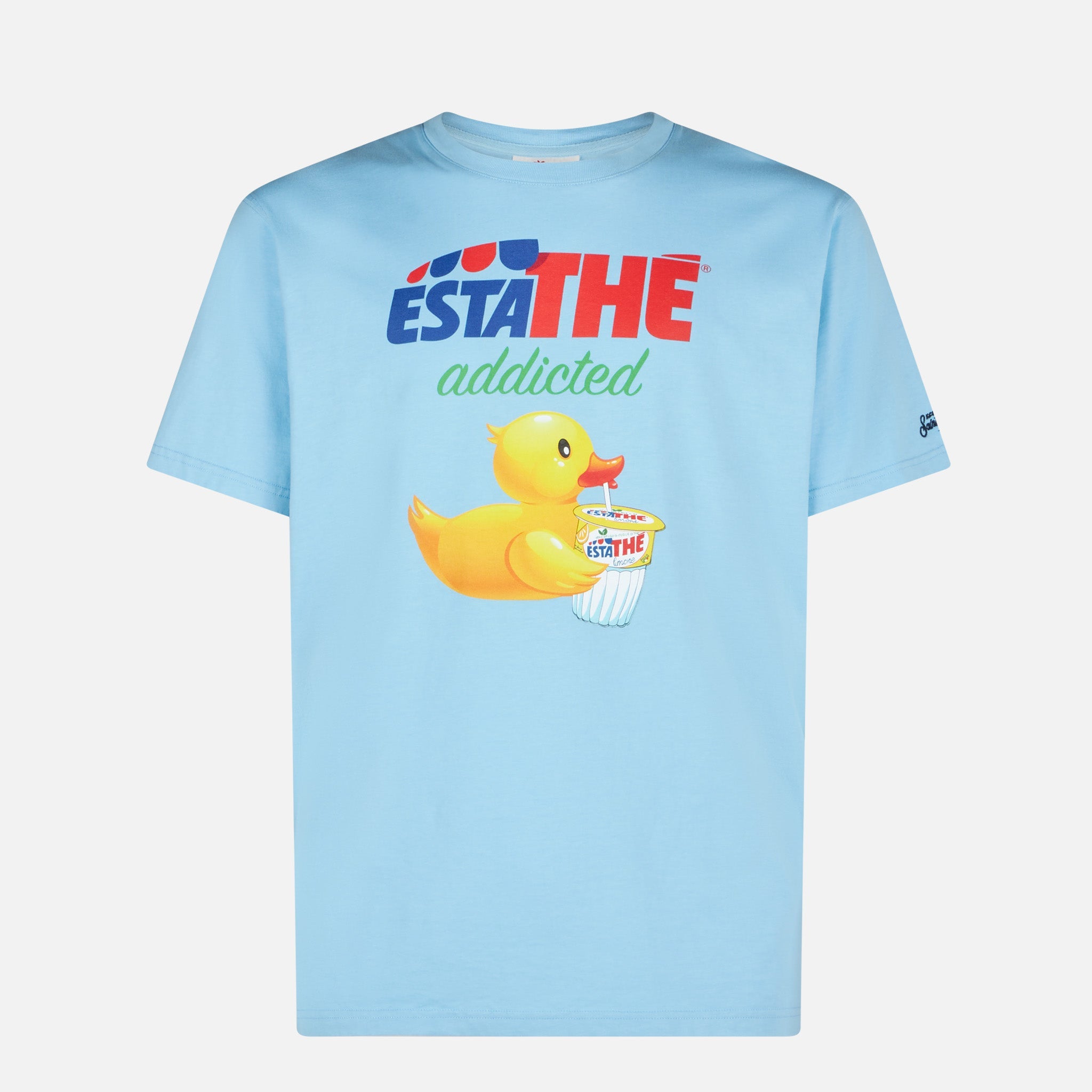 Man Cotton T-Shirt With Ducky Estathé Print | Estathe Special Edition Sky