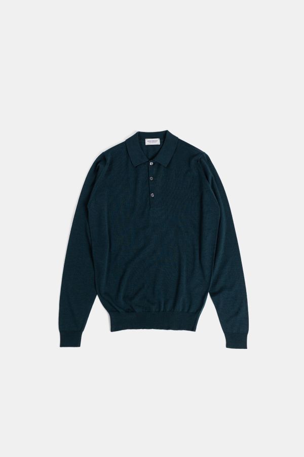 Smedley Extra-fine merino wool polo in green