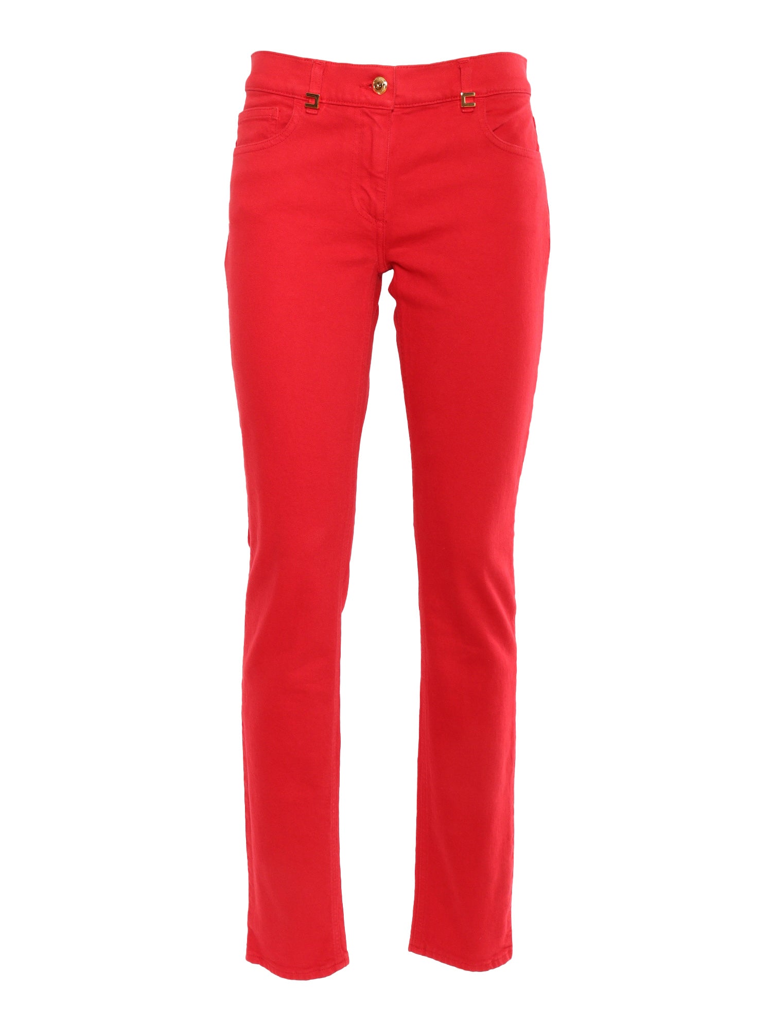 JEANS Red Cotton Elastane Straight
