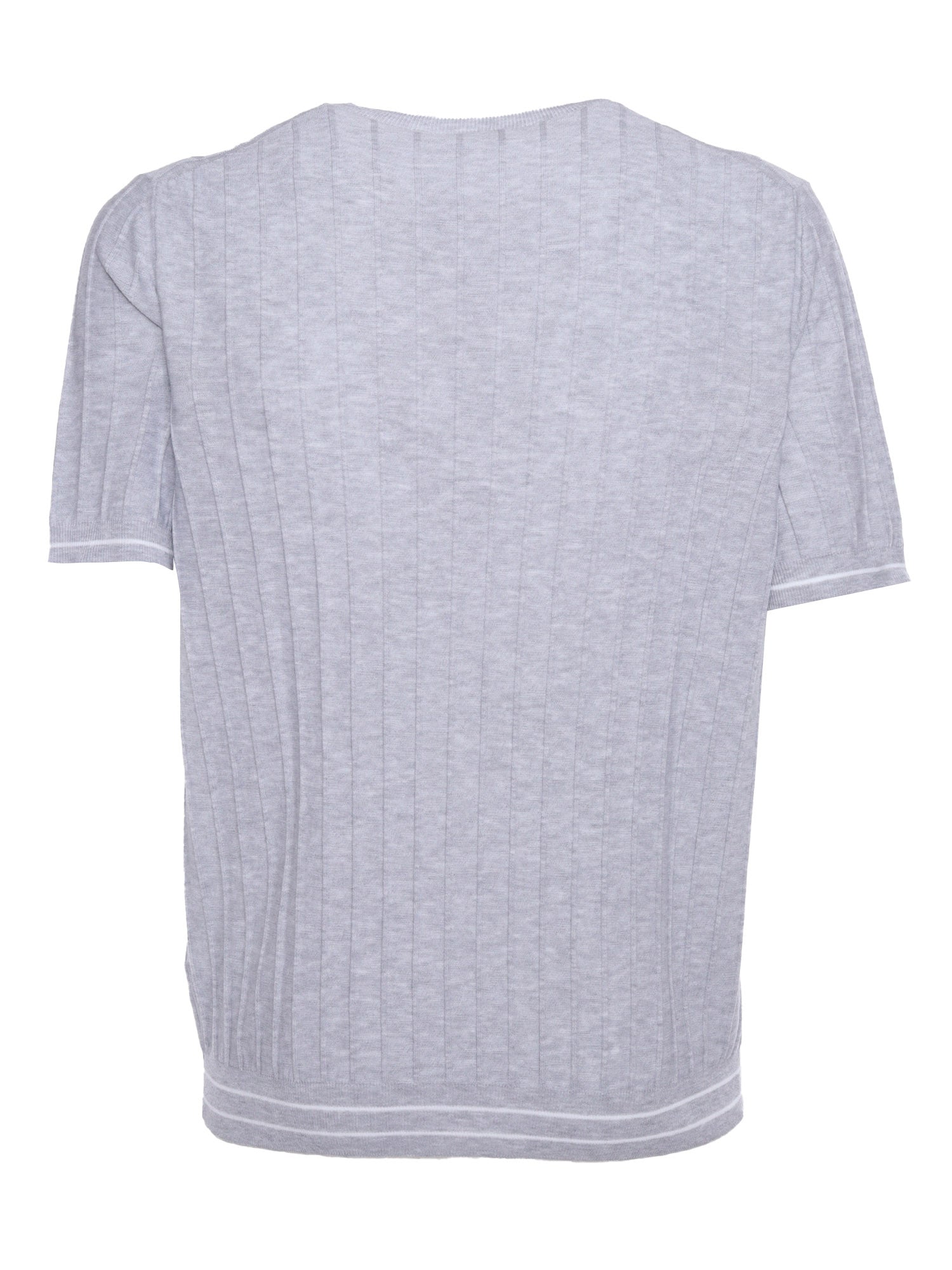 Knitted T-shirt Grey Cotton Short Sleeves