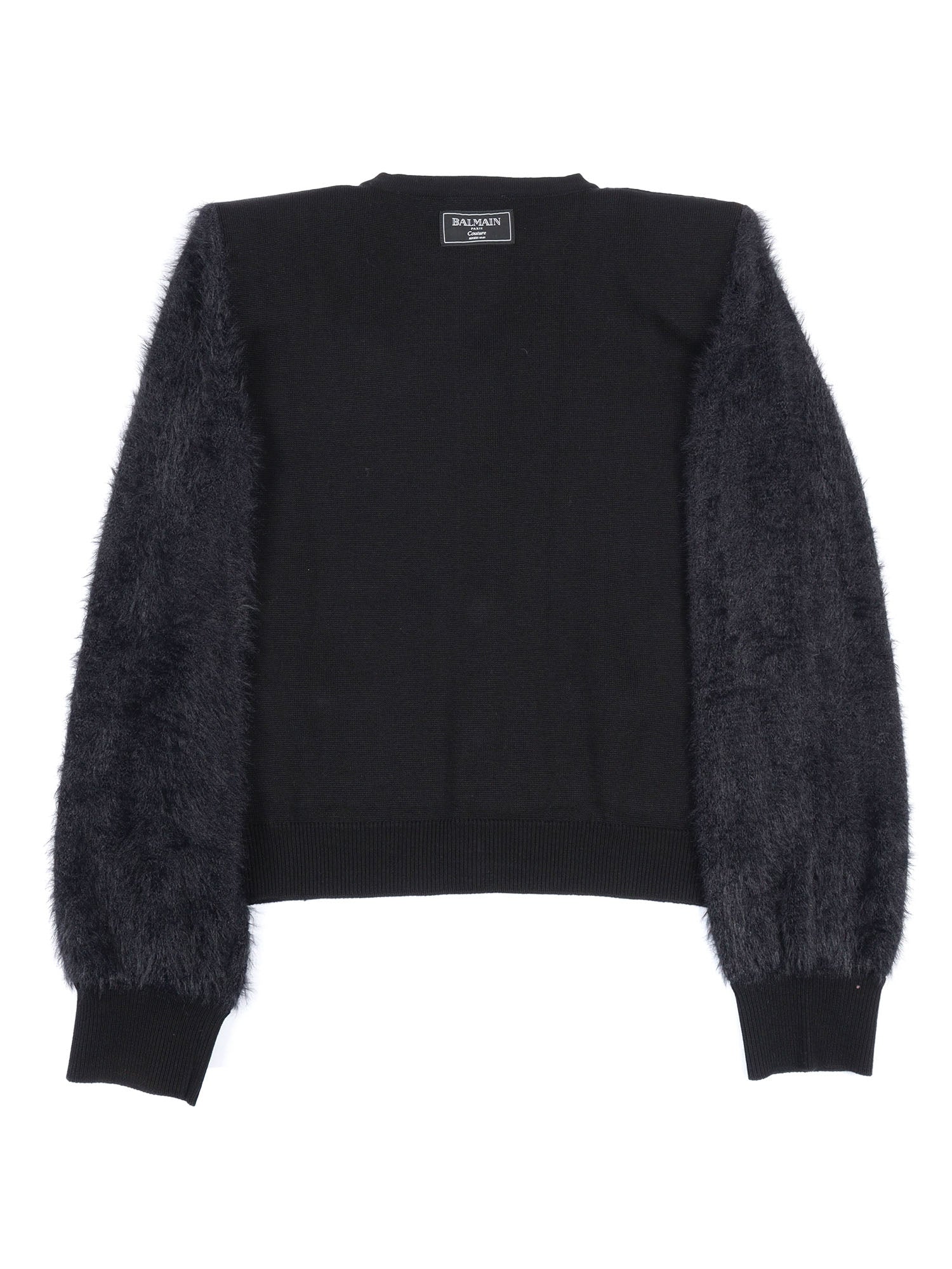 Knit Cardigan Black Wool Cotton