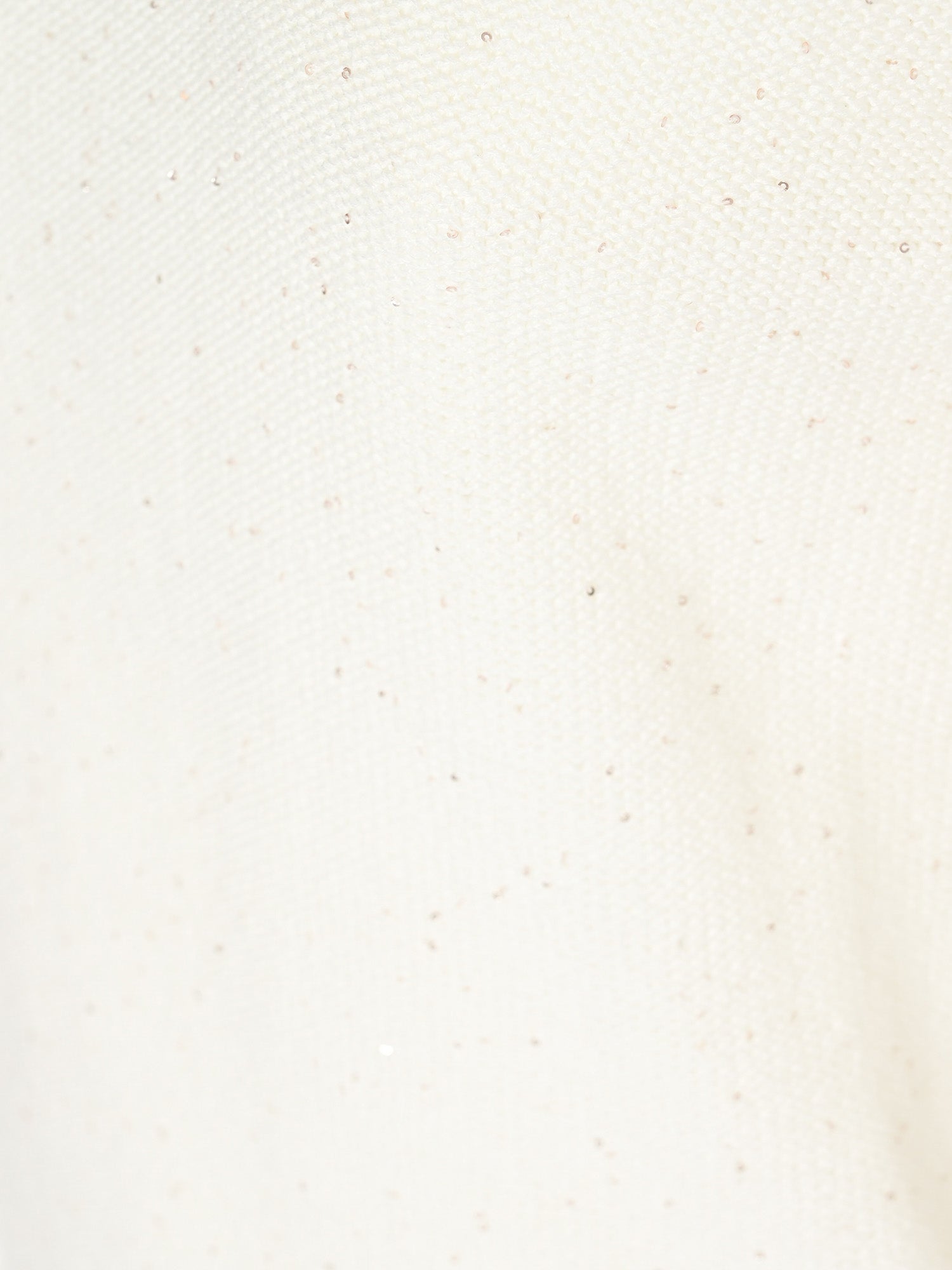 SEQUIN SHORT SLEEVE CREW NECK SWEATER White Cotton Linen Polyester Crewneck