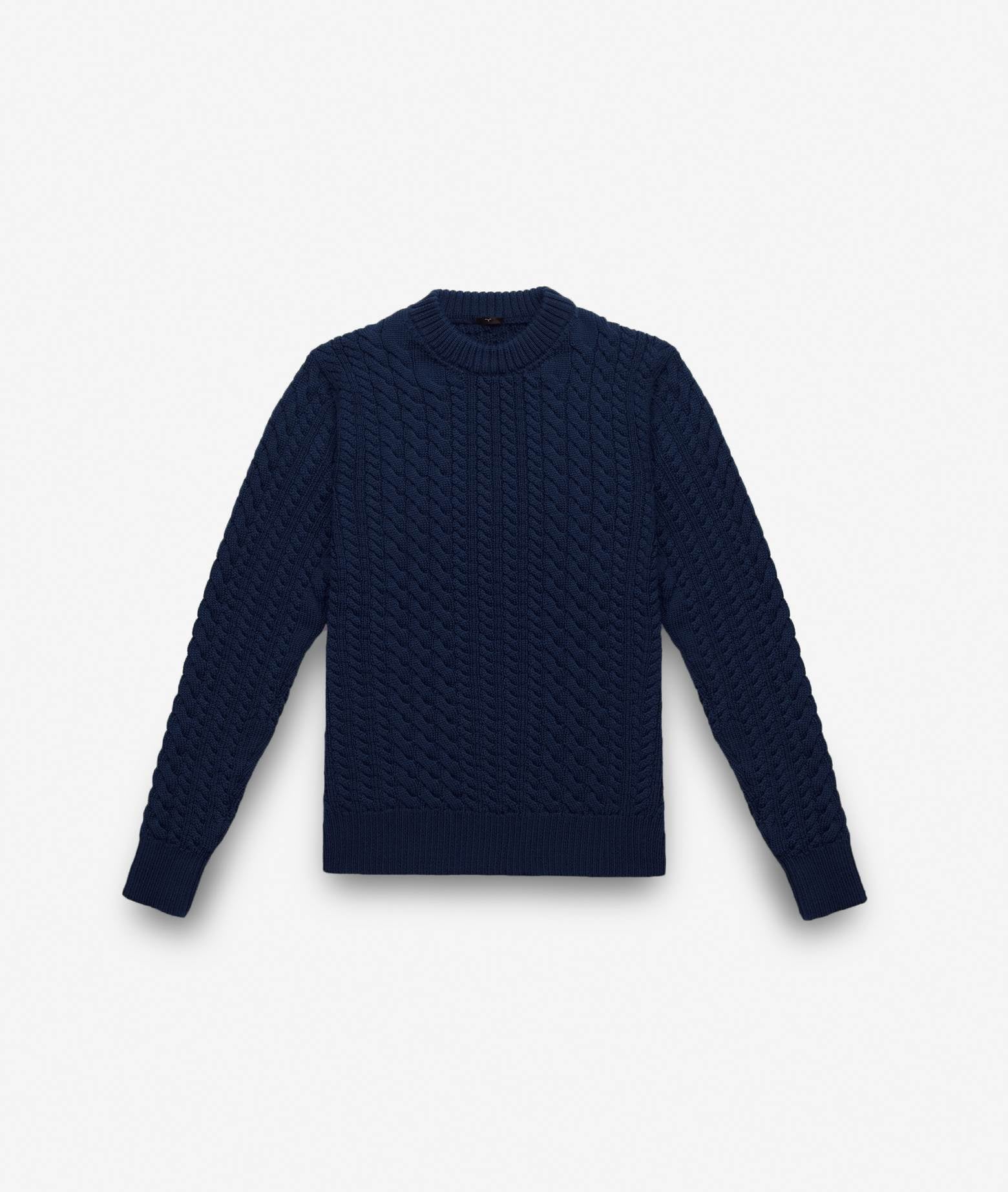 Cable Knit Sweater Col Du Pillon Midnightblue Maglieria Dis/lav Pesante