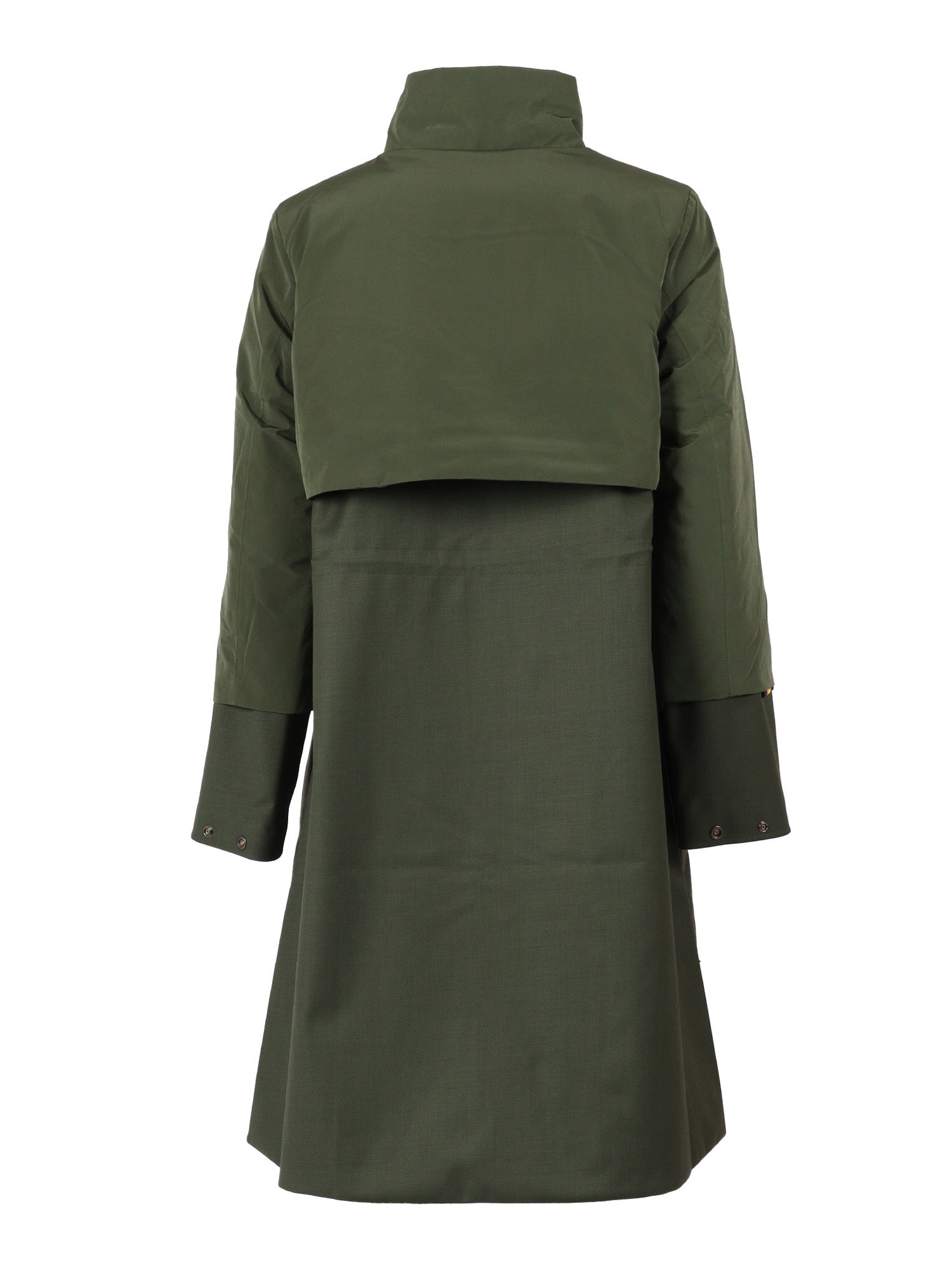 ELLA WOOL NYLON MIX DOWN JACKET Green Long Puffer