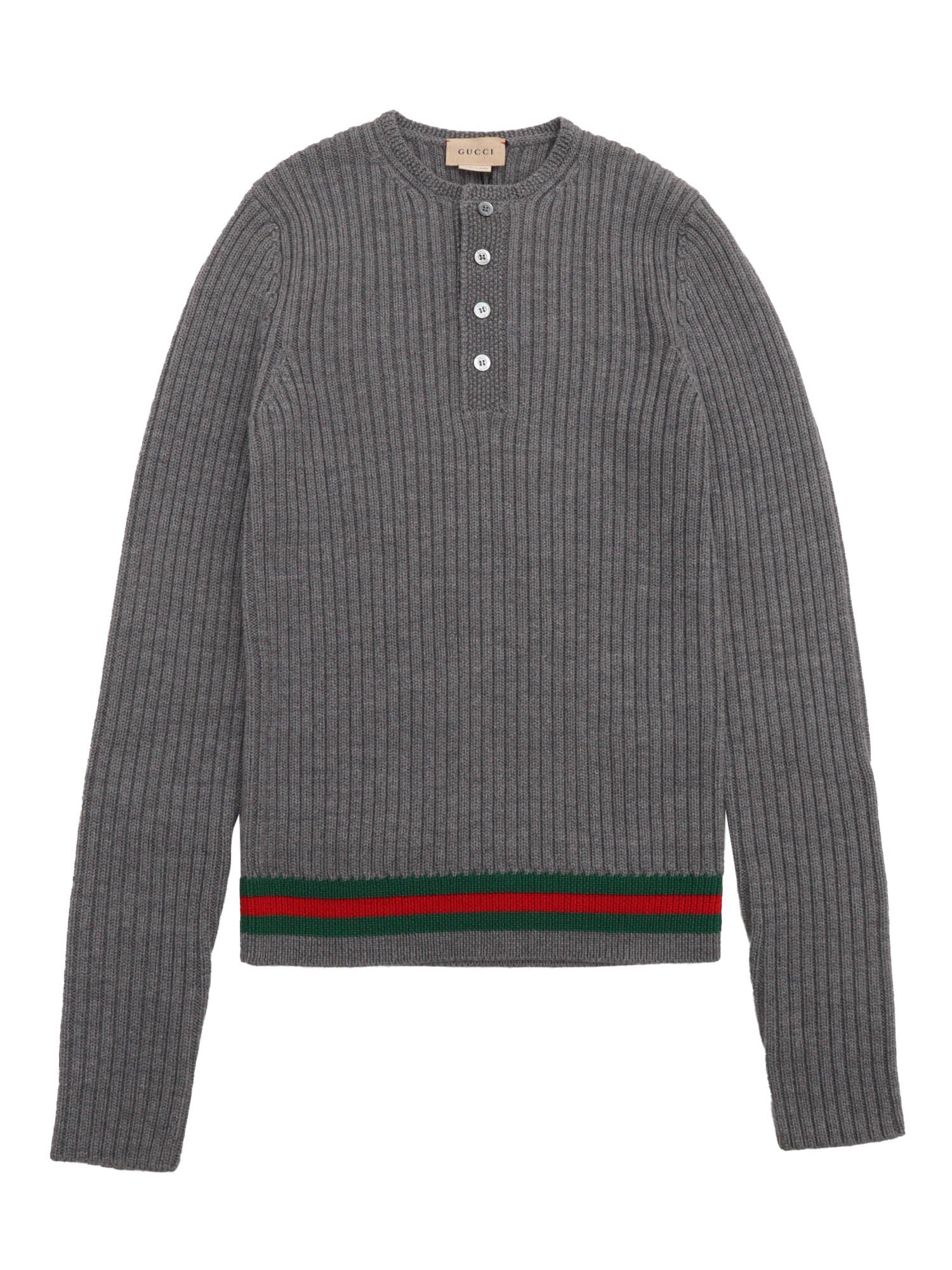 J L-S CREW NECK WO RIB ST Grey Wool Crewneck