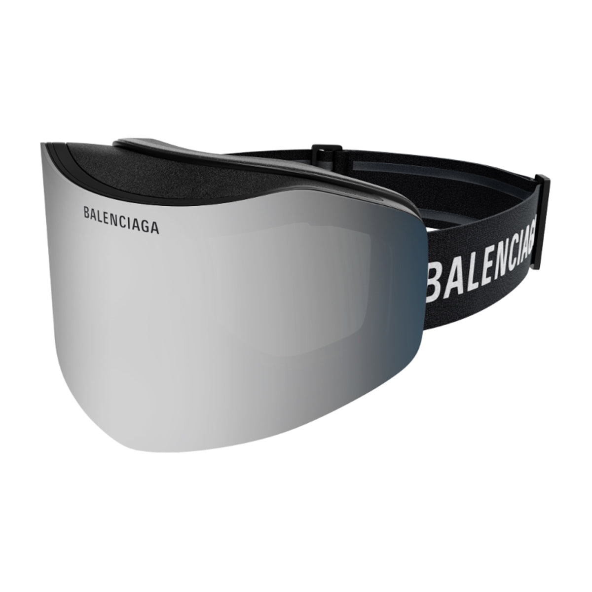 Balenciaga BB0379S Ski Mask 002 Black Silver Nero Nylon Injected Occhiali Da Sole