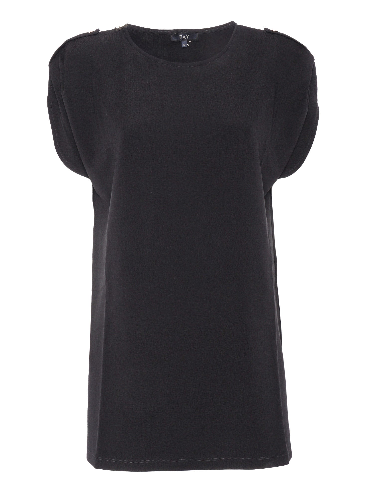 SHORT SLEEVE BLOUSE Black Viscose Elastane Top