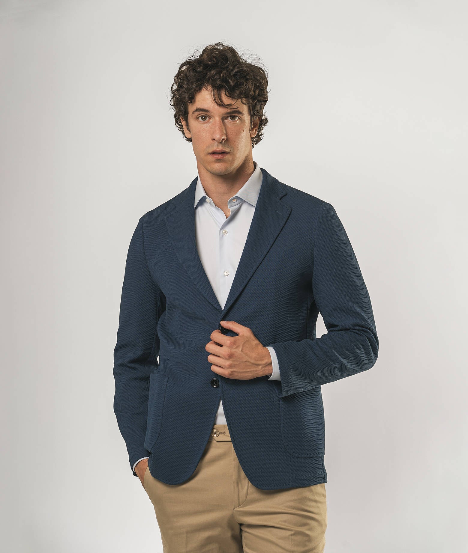 Sporty Cotton Blazer Muscat White Jersey Jacket