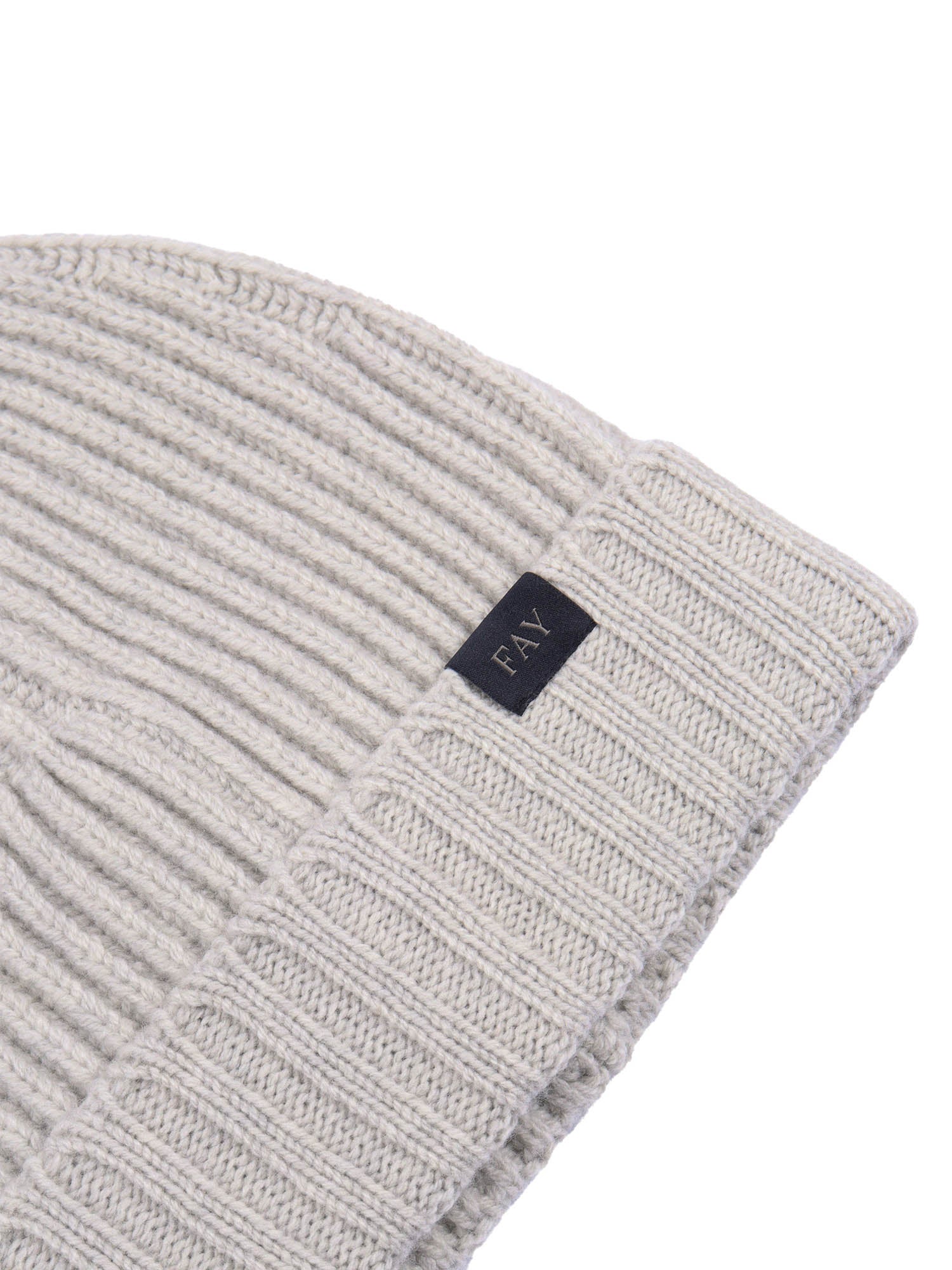 Ribbed Cap White Virgin Wool Hat