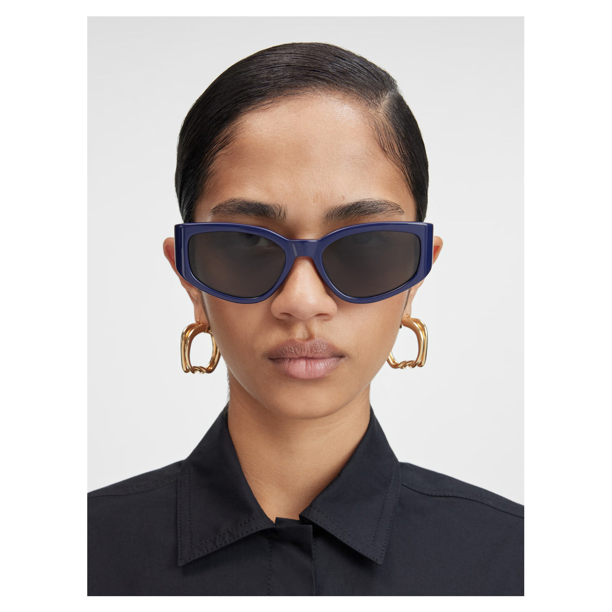 Jacquemus Les lunettes JAC5 Gala linea Sculptures C4 Navy Blu Acetate Occhiali Da Sole