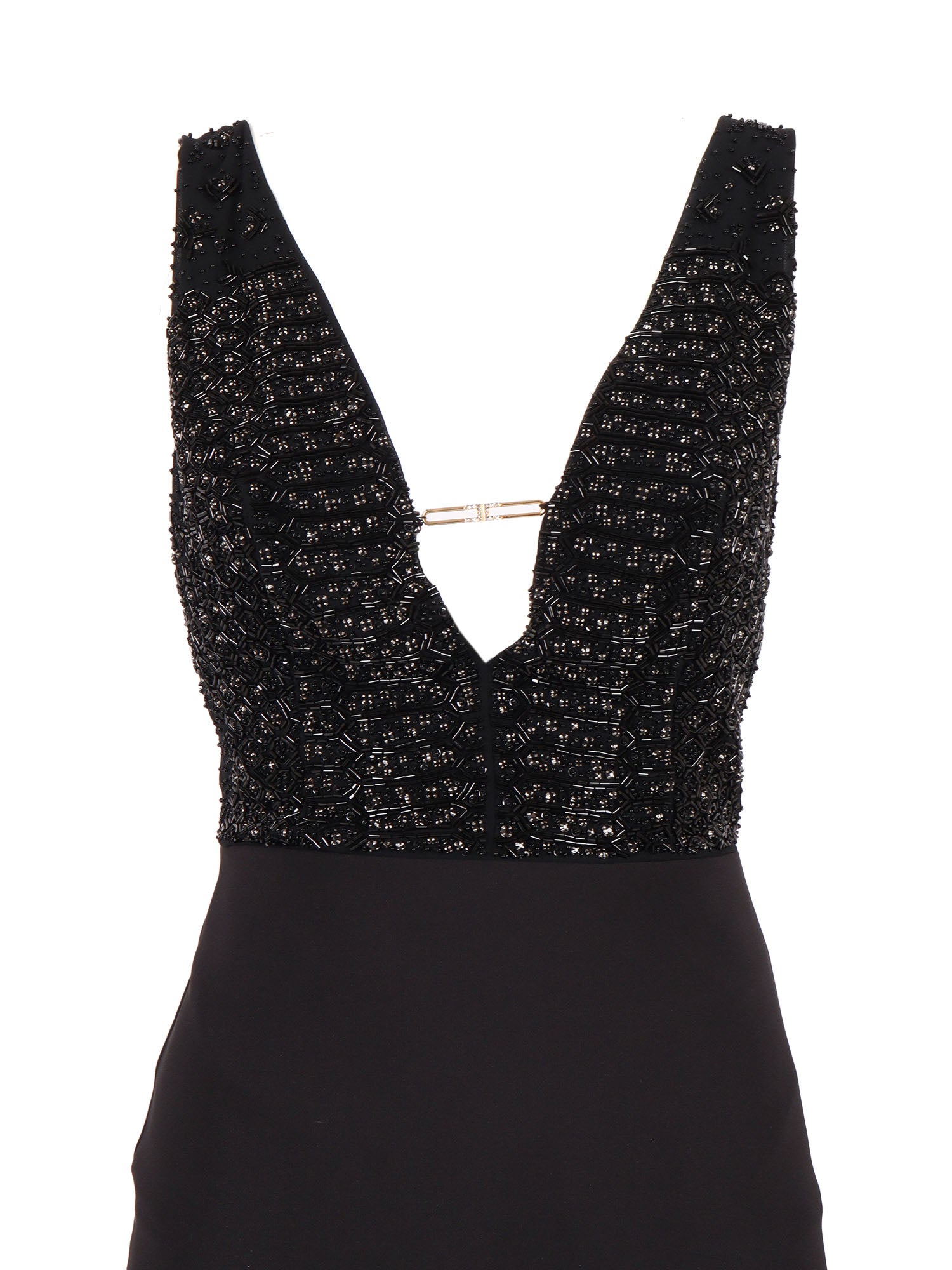 Womens Dress Black Polyester Elastane Midi