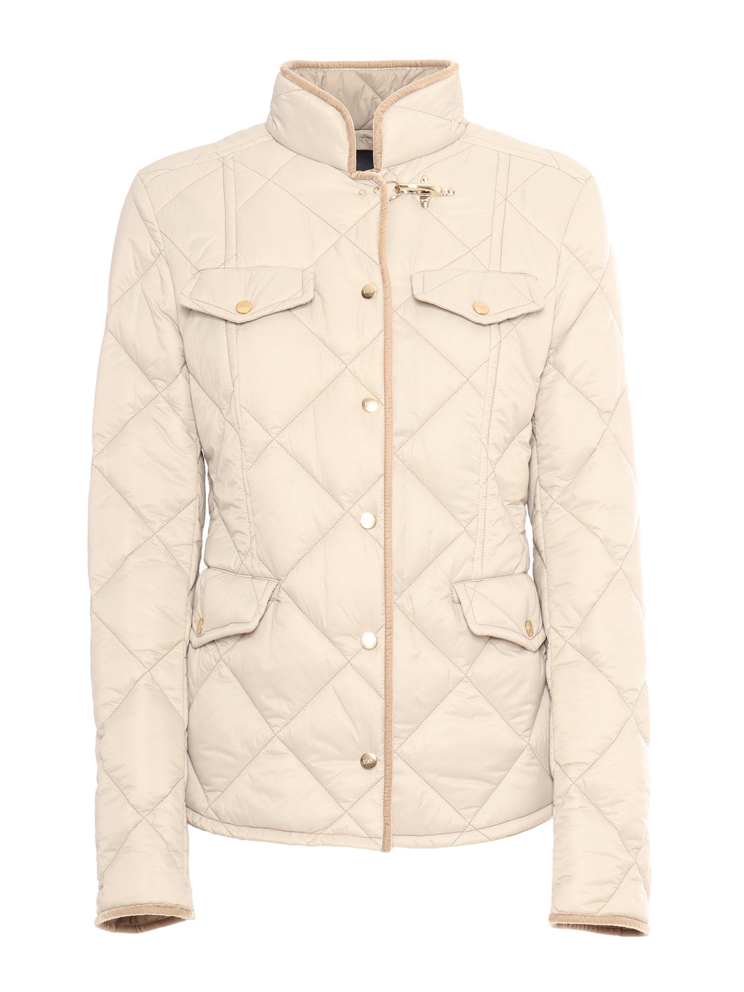 Field Jacket With Velvet Edges Beige Coat