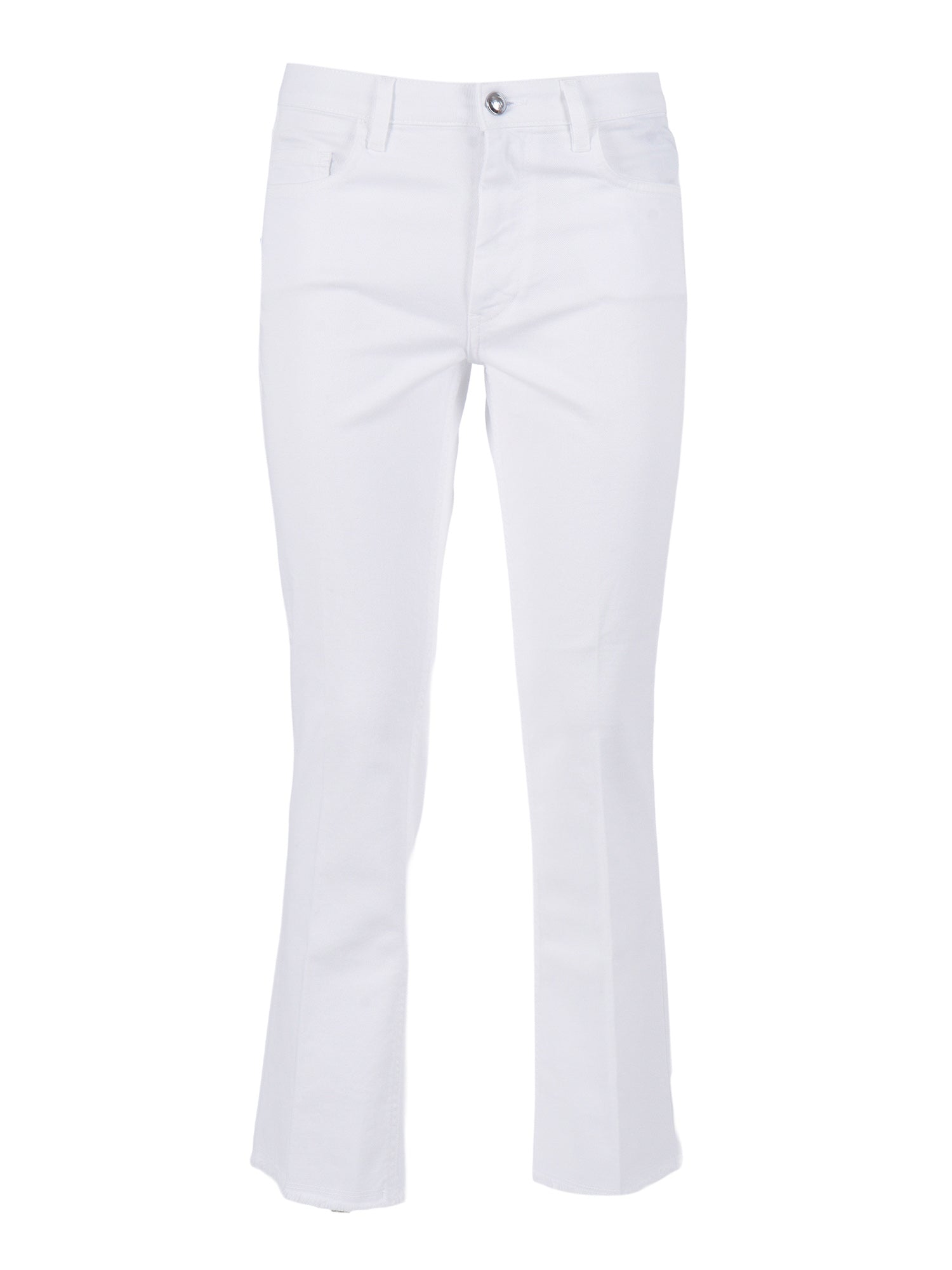 5 POCKET WITH FRINGE White Cotton Elastane Pant