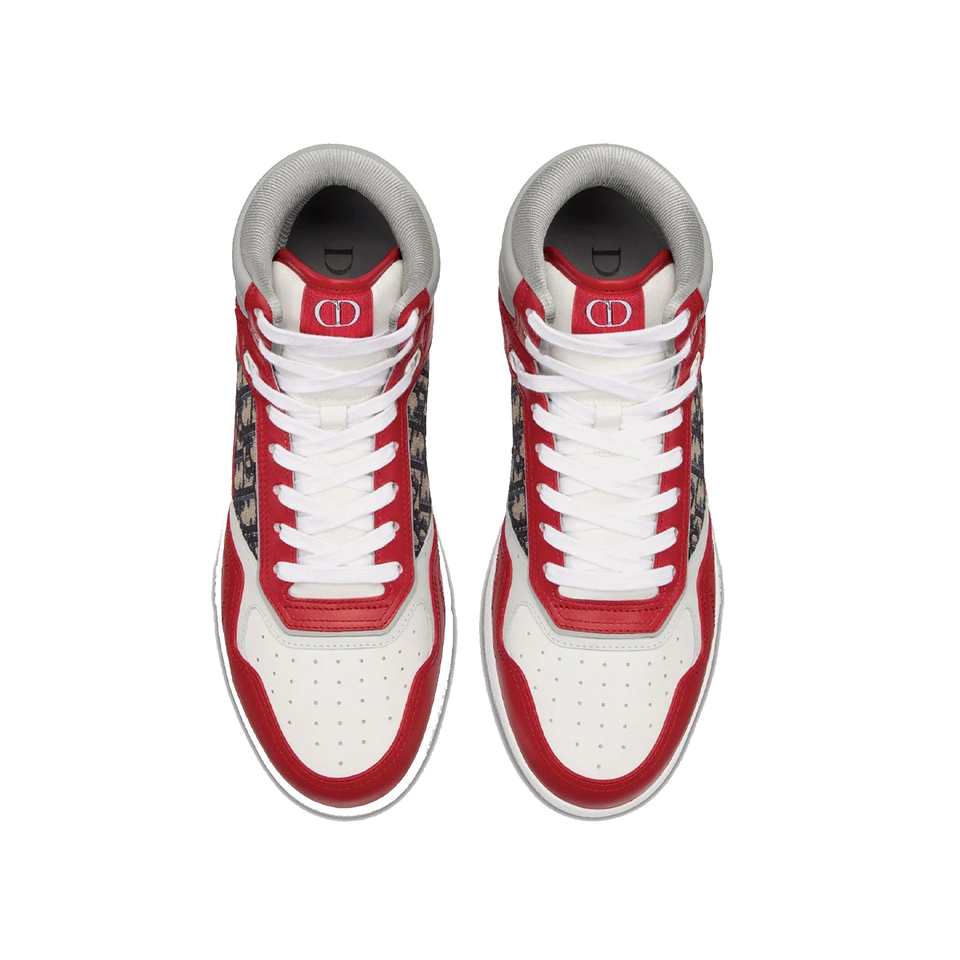 Oblique High-Top Sneakers Red Leather