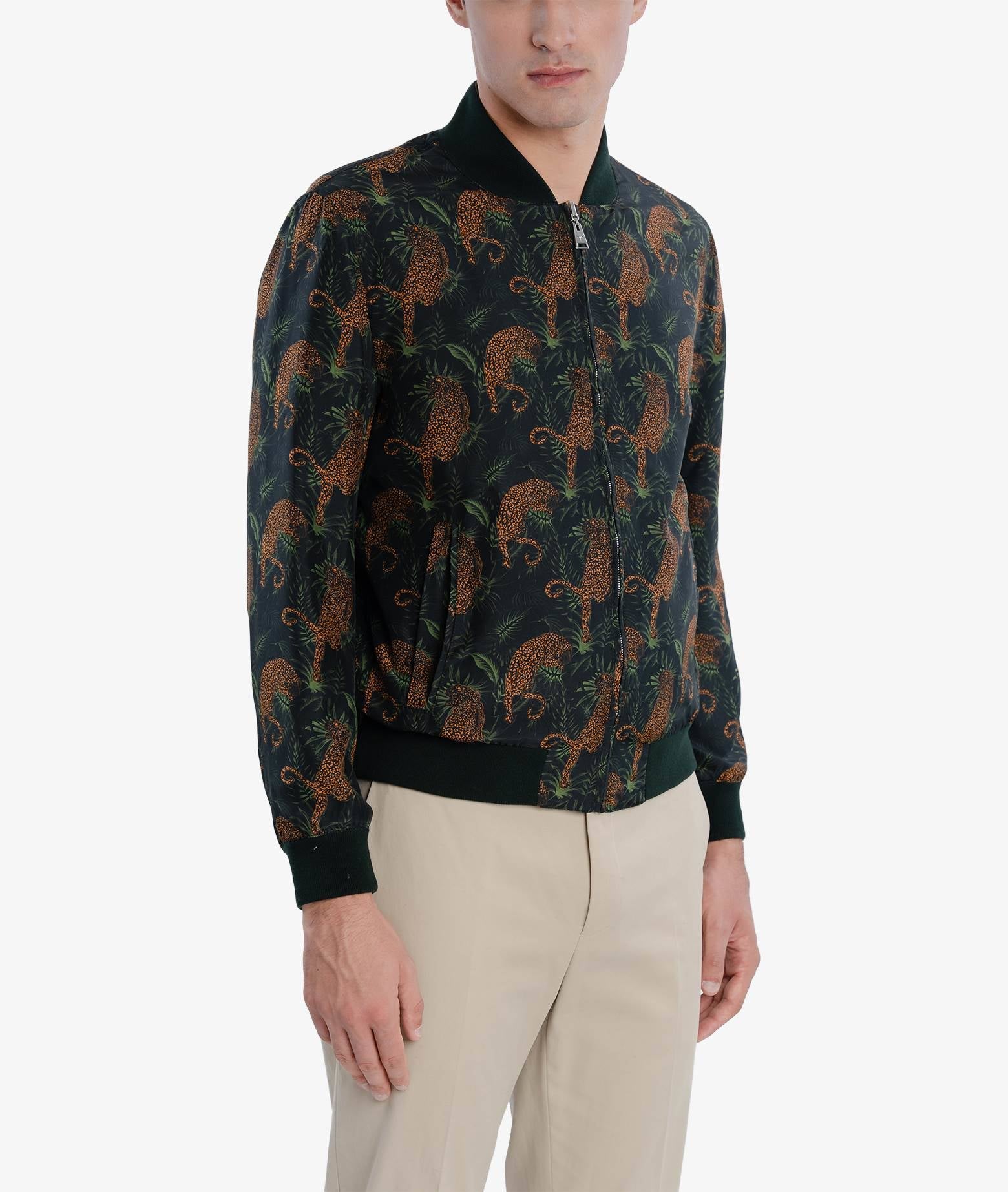 Silk Bomber Cheetah Dark Green Sportwear Blouson