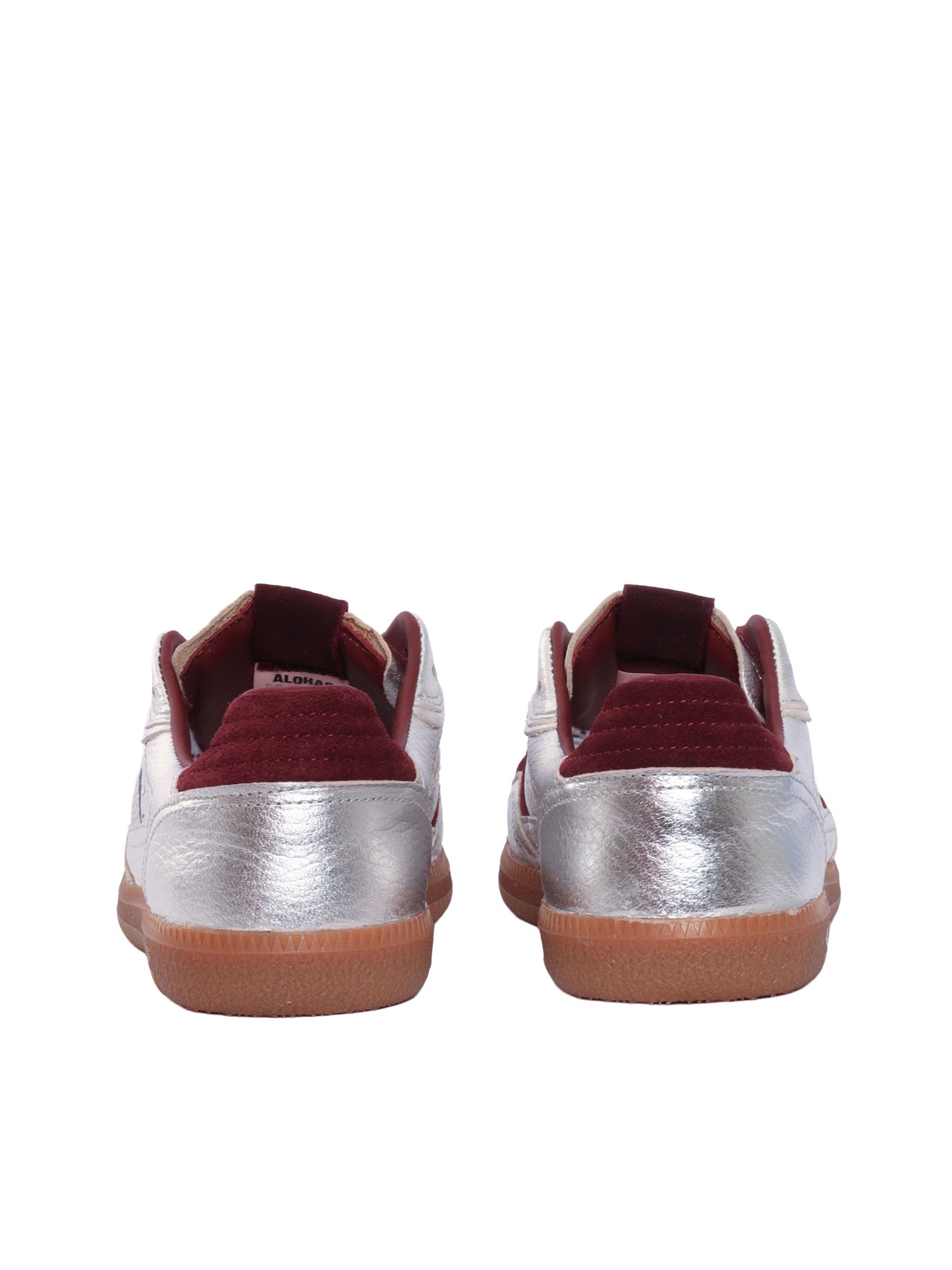 Tb.490 Grain Shimmer Silver & Burgundy Leather Sneakers Altezza Tacco 2 Cm