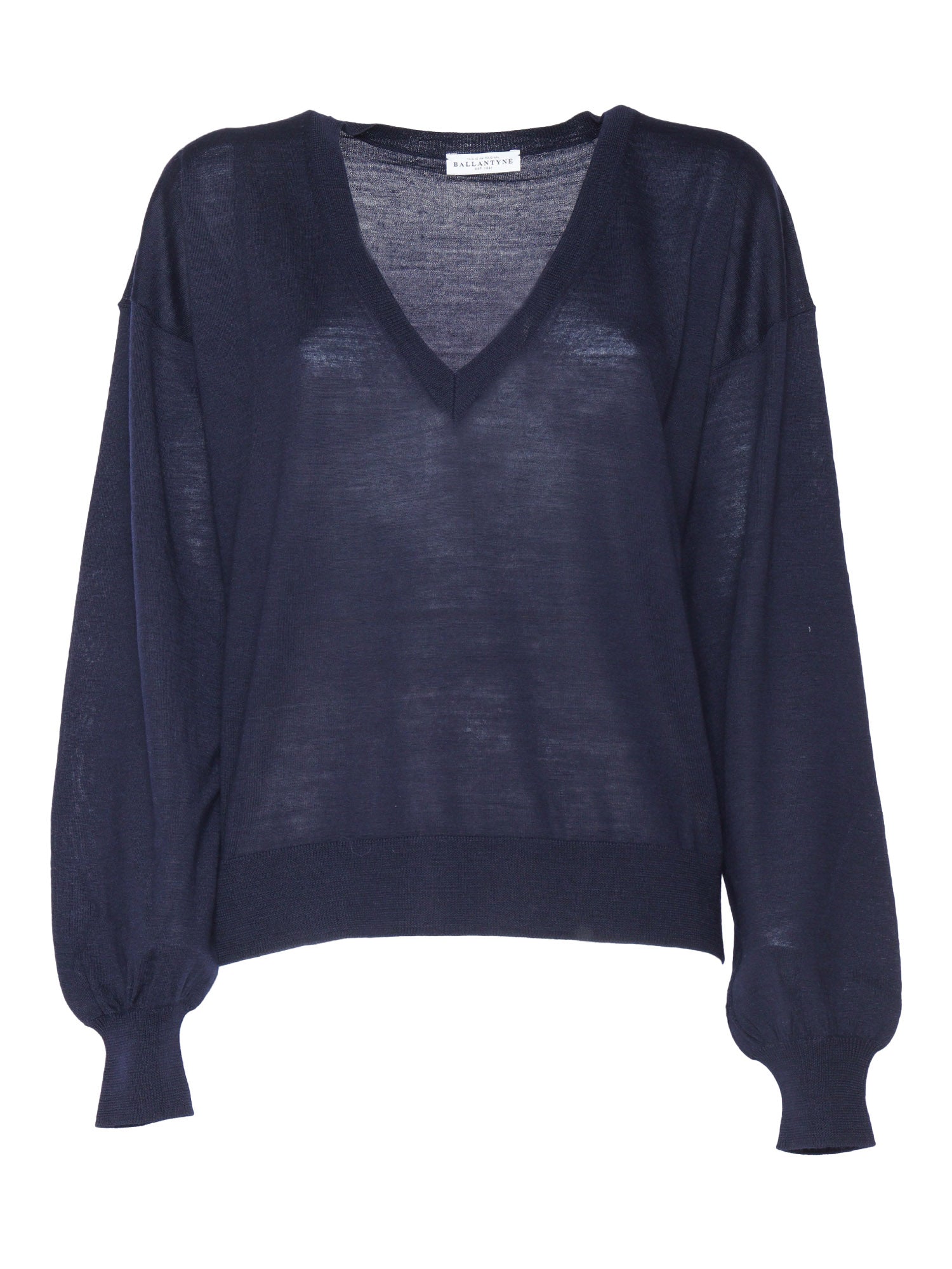 V-Neck Pullover Blue Wool V Neck