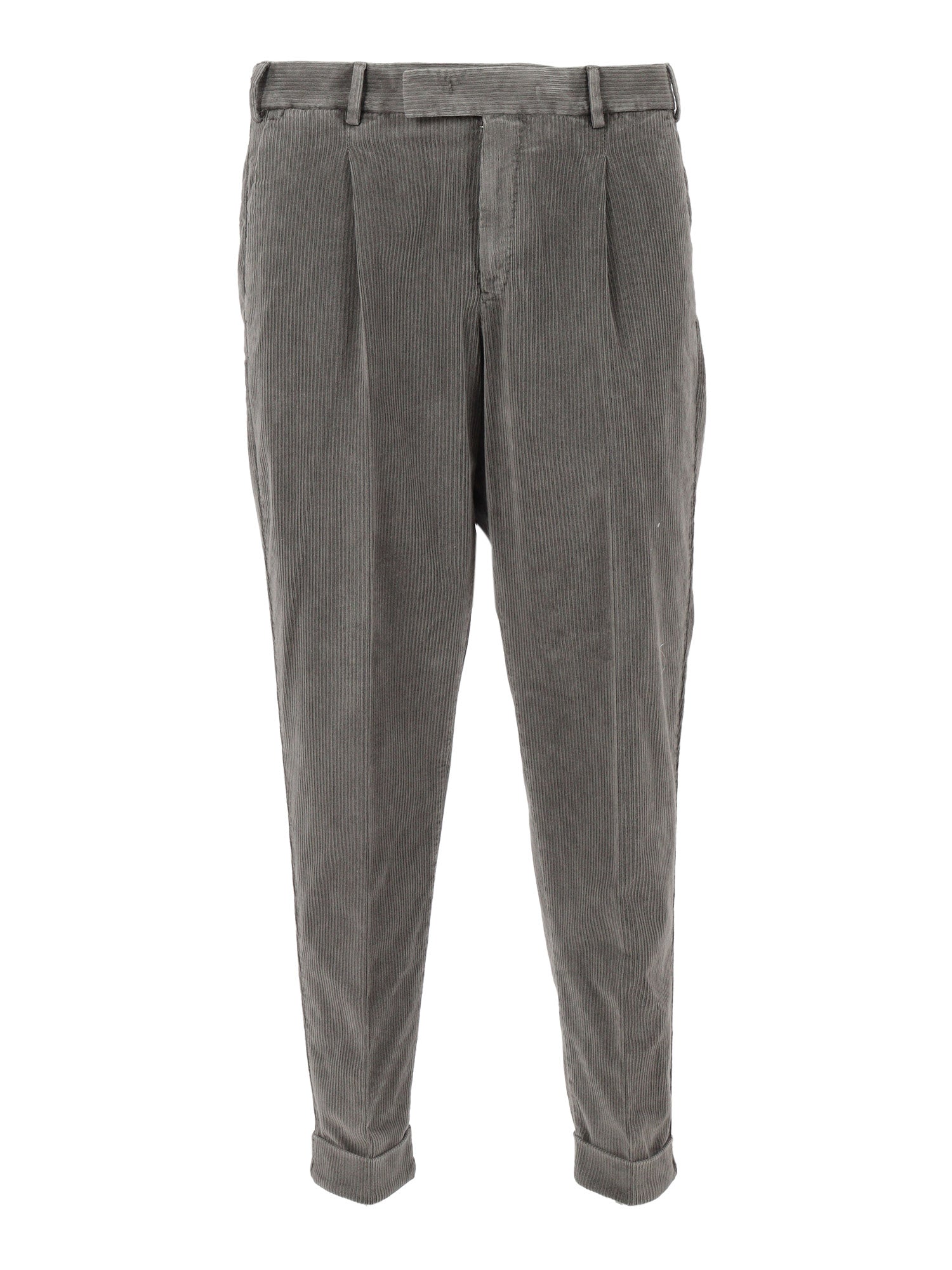 Rebel 1 Pleat, Diagonal Pockets, Flap Back Pockets Grey Cotton Lyocel Elastane Pant