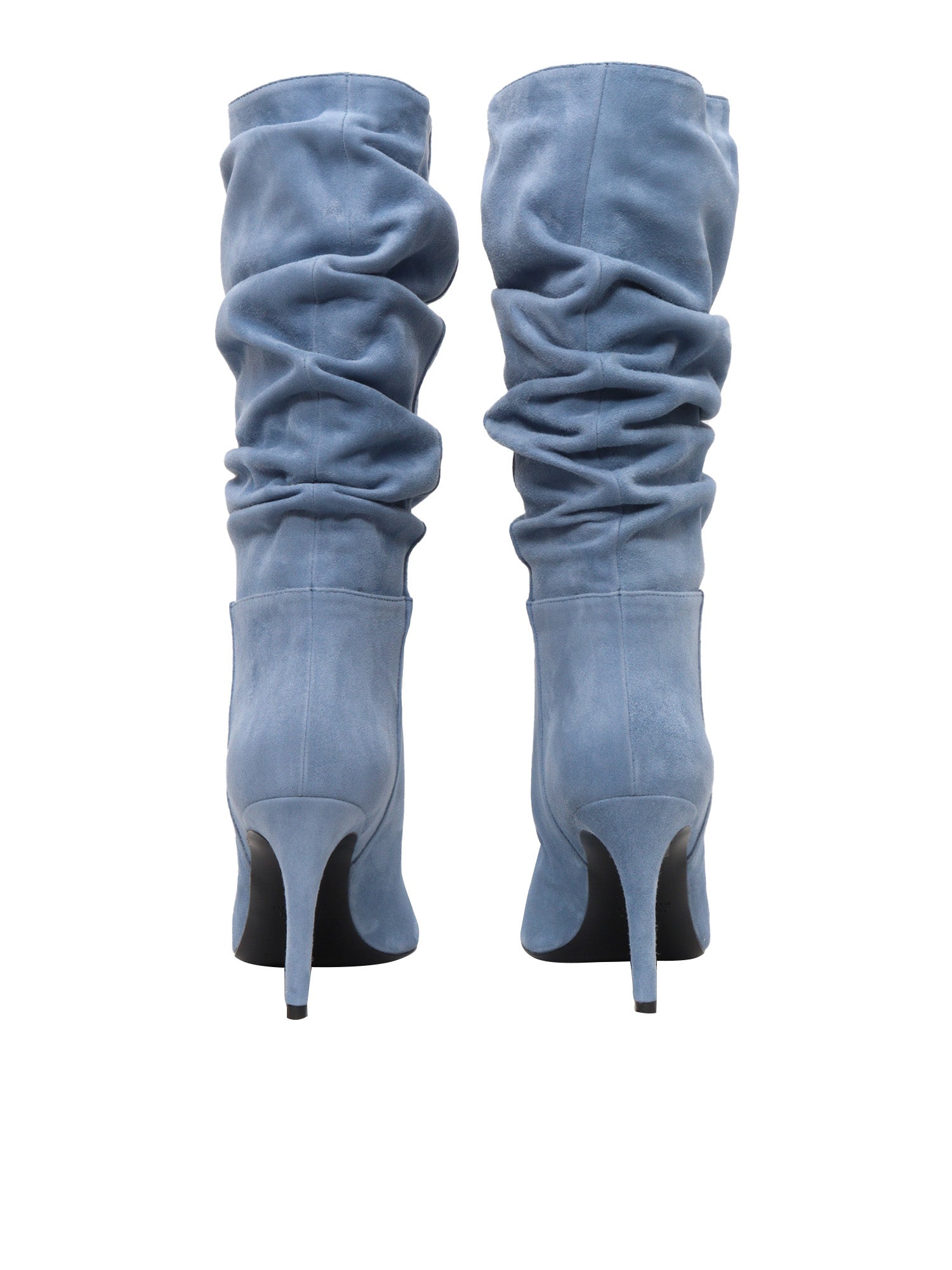 Curled light blue boot