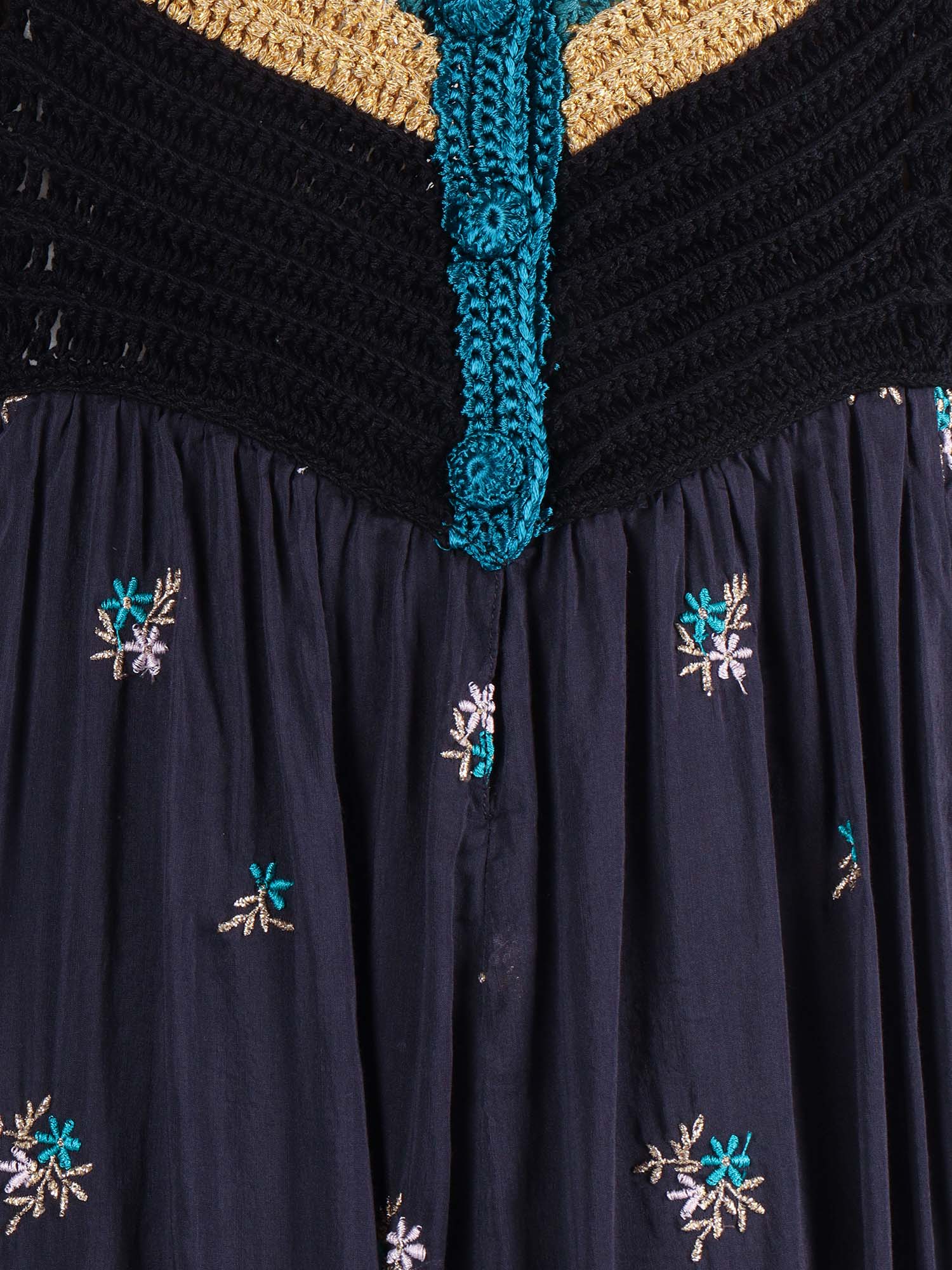 Bustier Dress �petites Fleurs� Embroidered Voile Blue Midi