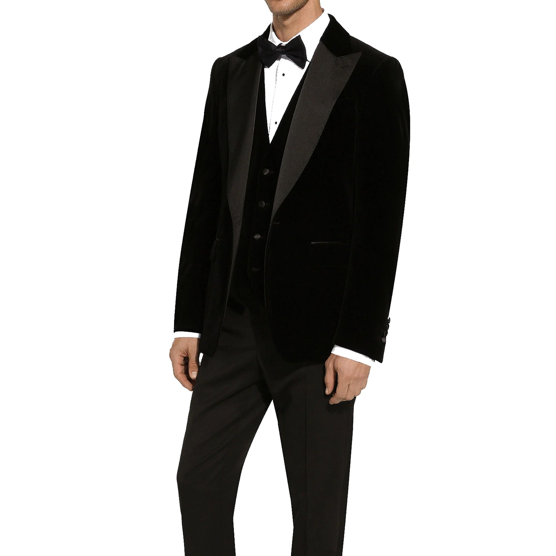 Tuxedo Velvet Jacket Black Cotton Polyester Silk