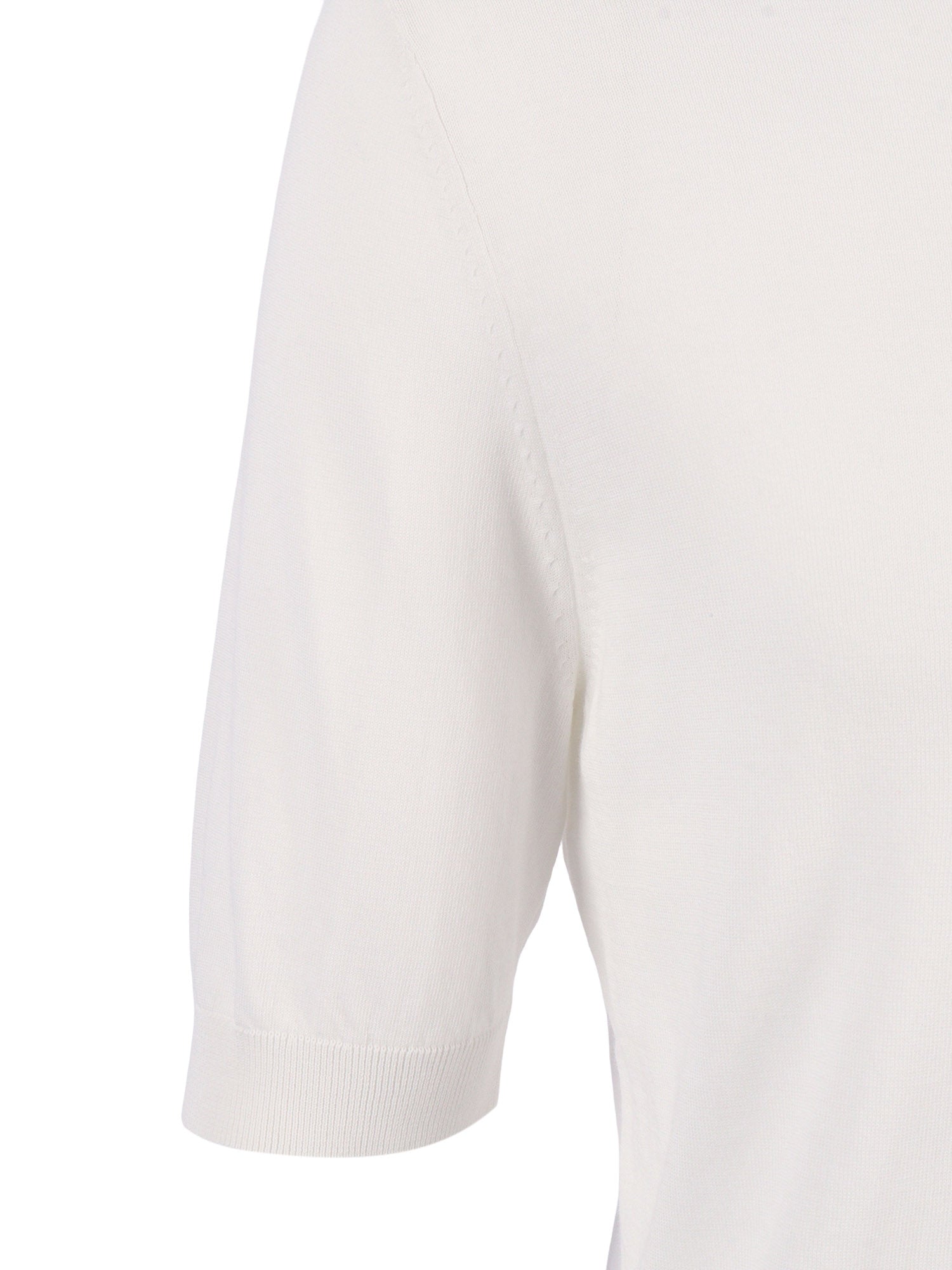 Short Sleeve Pullover White Cotton Turtleneck