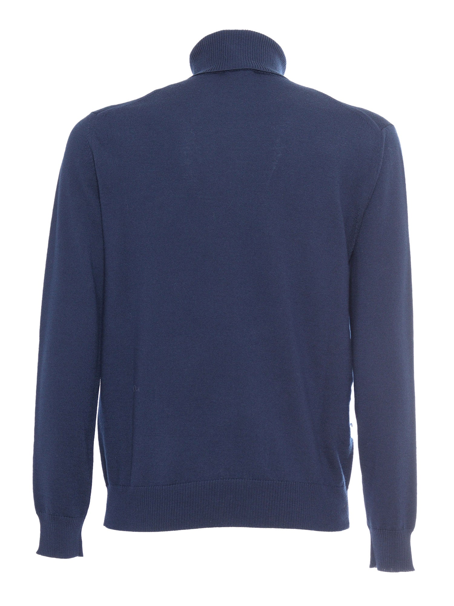 T Neck Pullover Blue Wool Turtleneck