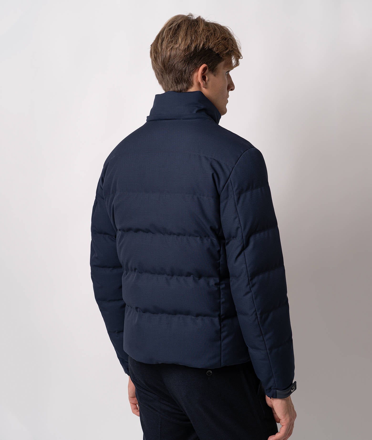 Wool Quilted Down Jacket Everest Blue Sportwear Blouson