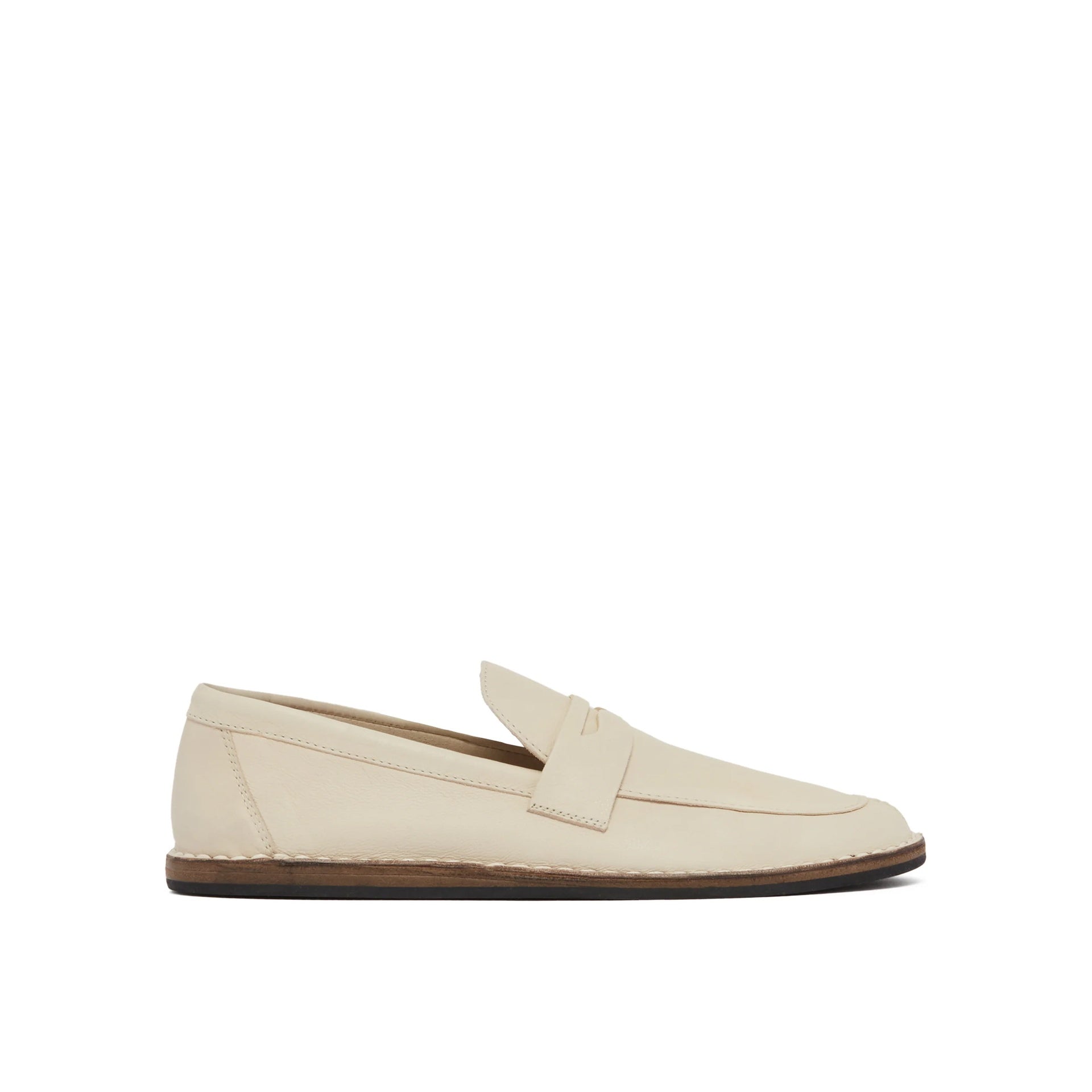 The Row Cary Leather Loafers White Calf