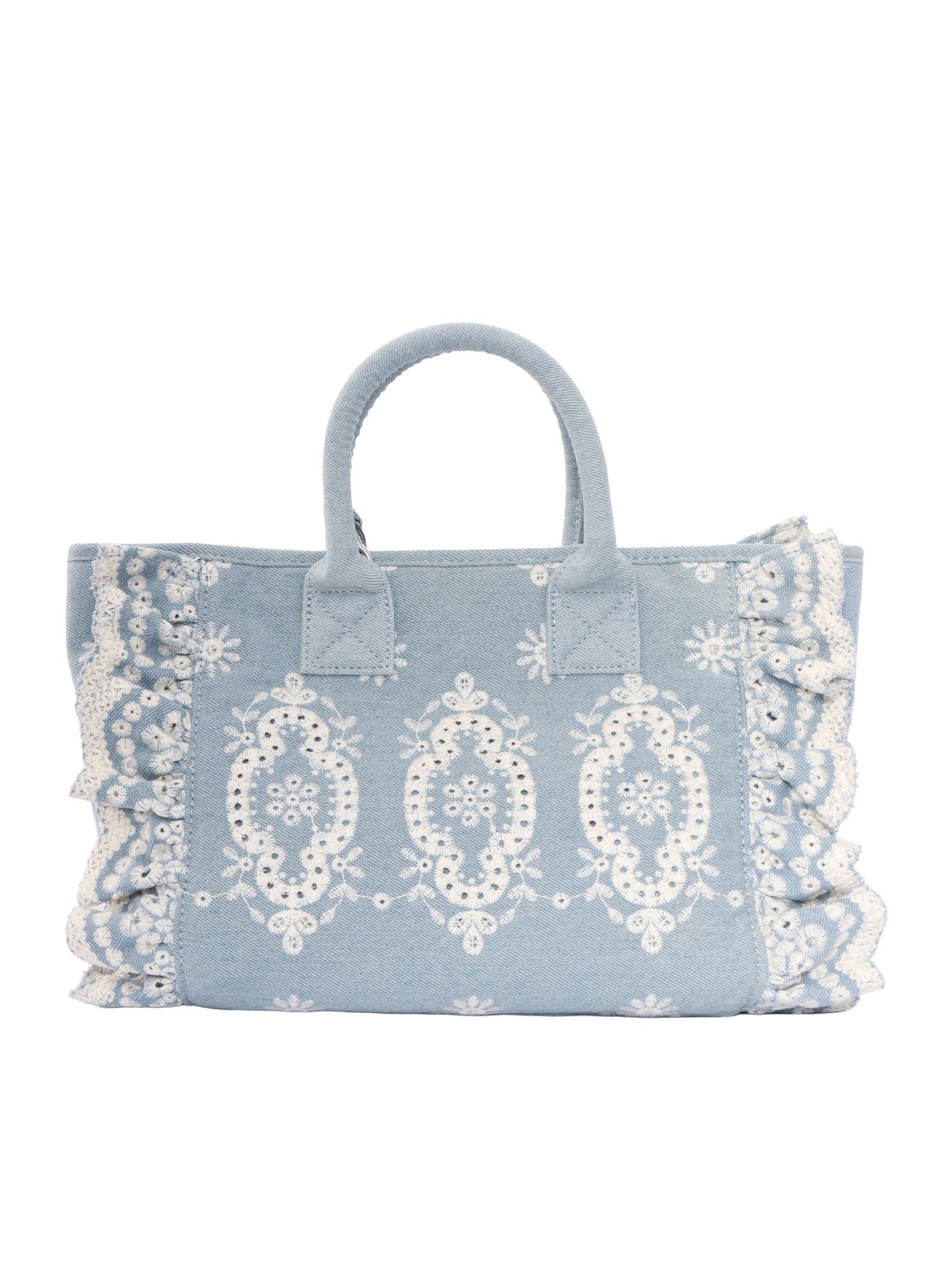 Colette Volant N-Sangallo Flowers Denim Emb Light Blue Cotton Handbag