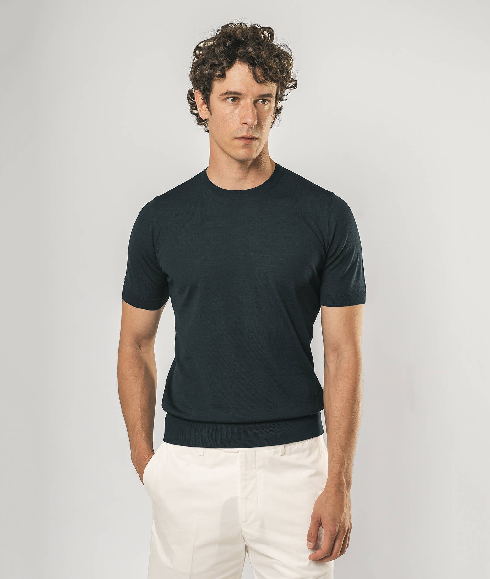 Wool T-Shirt Mentone Green Round Neck