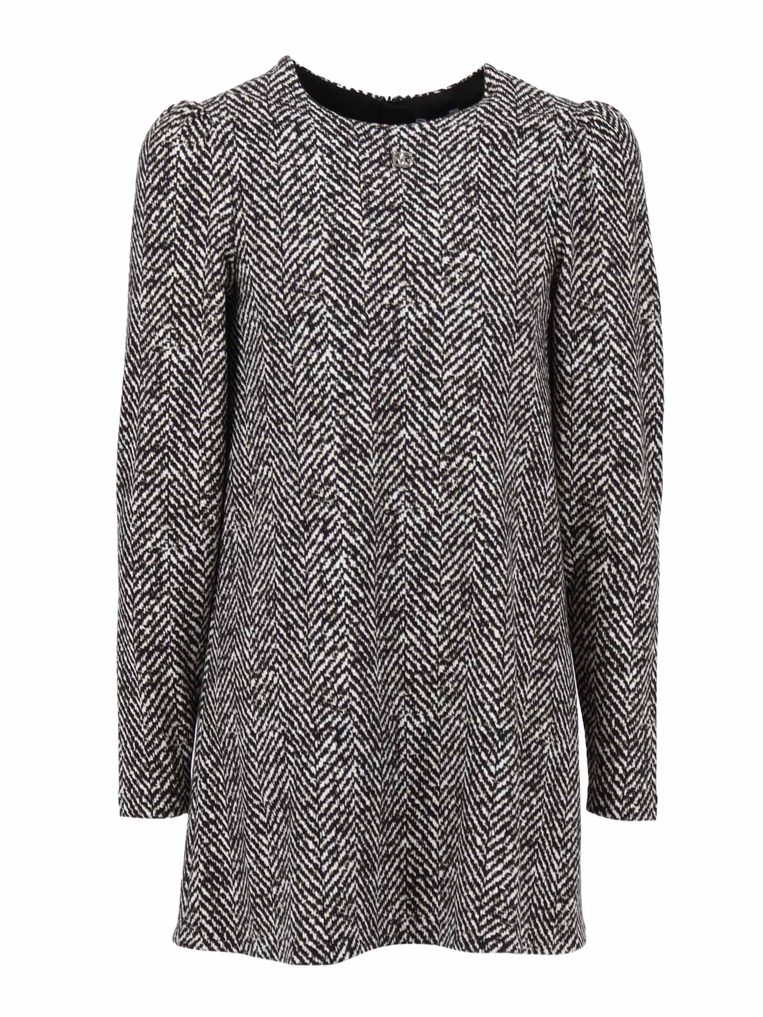 Long Sleeves Dress Grey Cotton Elastane Lining