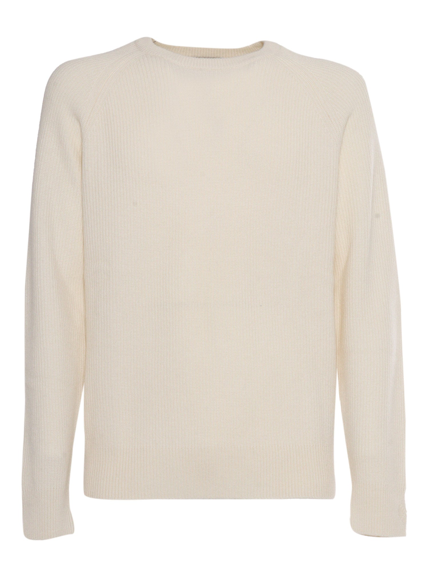 R Neck Pullover White Cashmere Crewneck