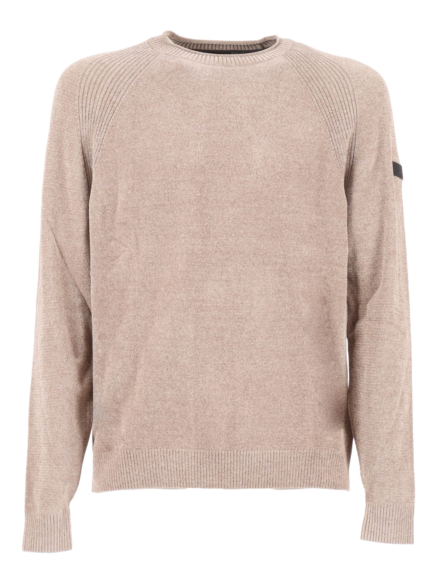 Velvet Round Knit Beige Polyester Elastane Crewneck