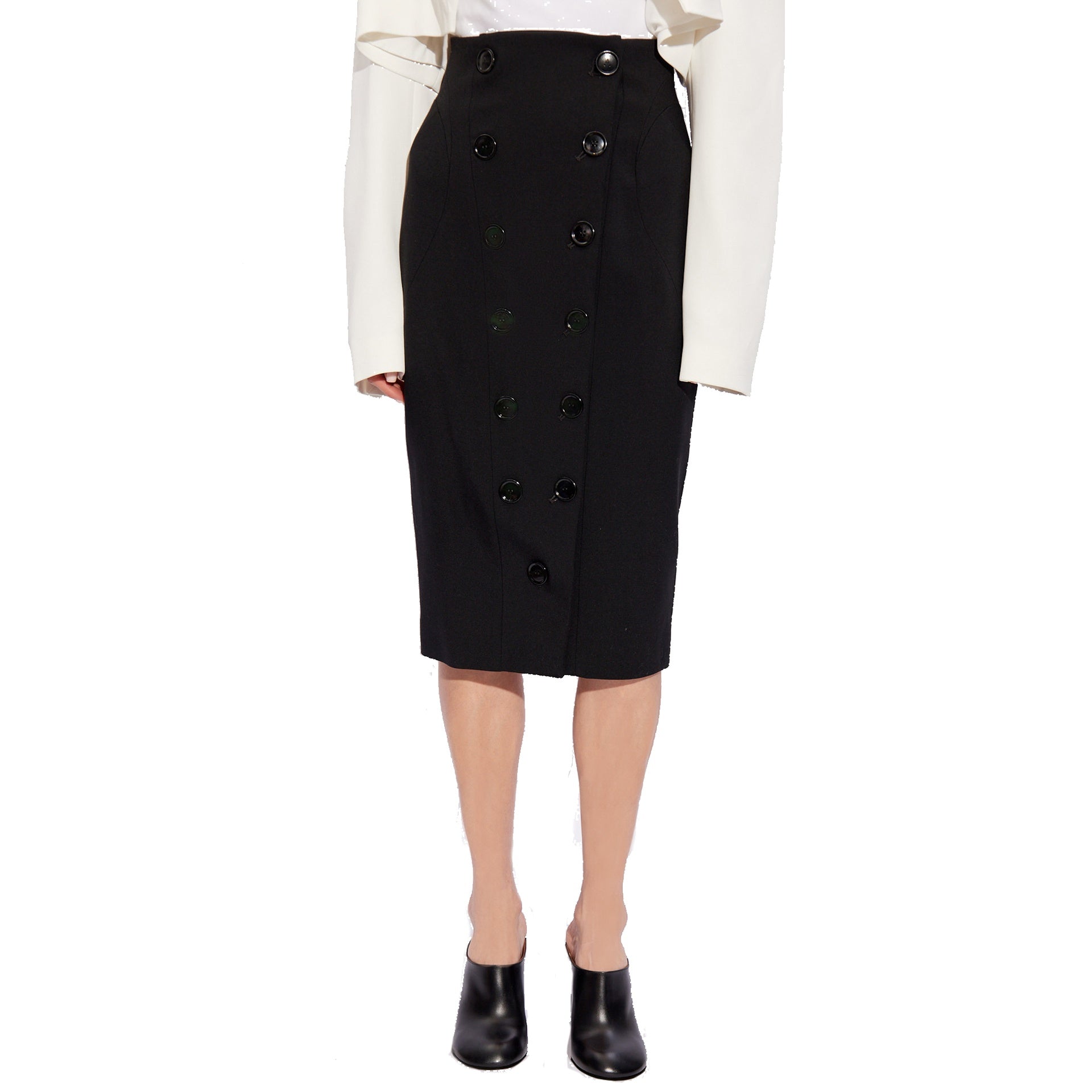 Alaia Wool Pencil Skirt Black Elastane
