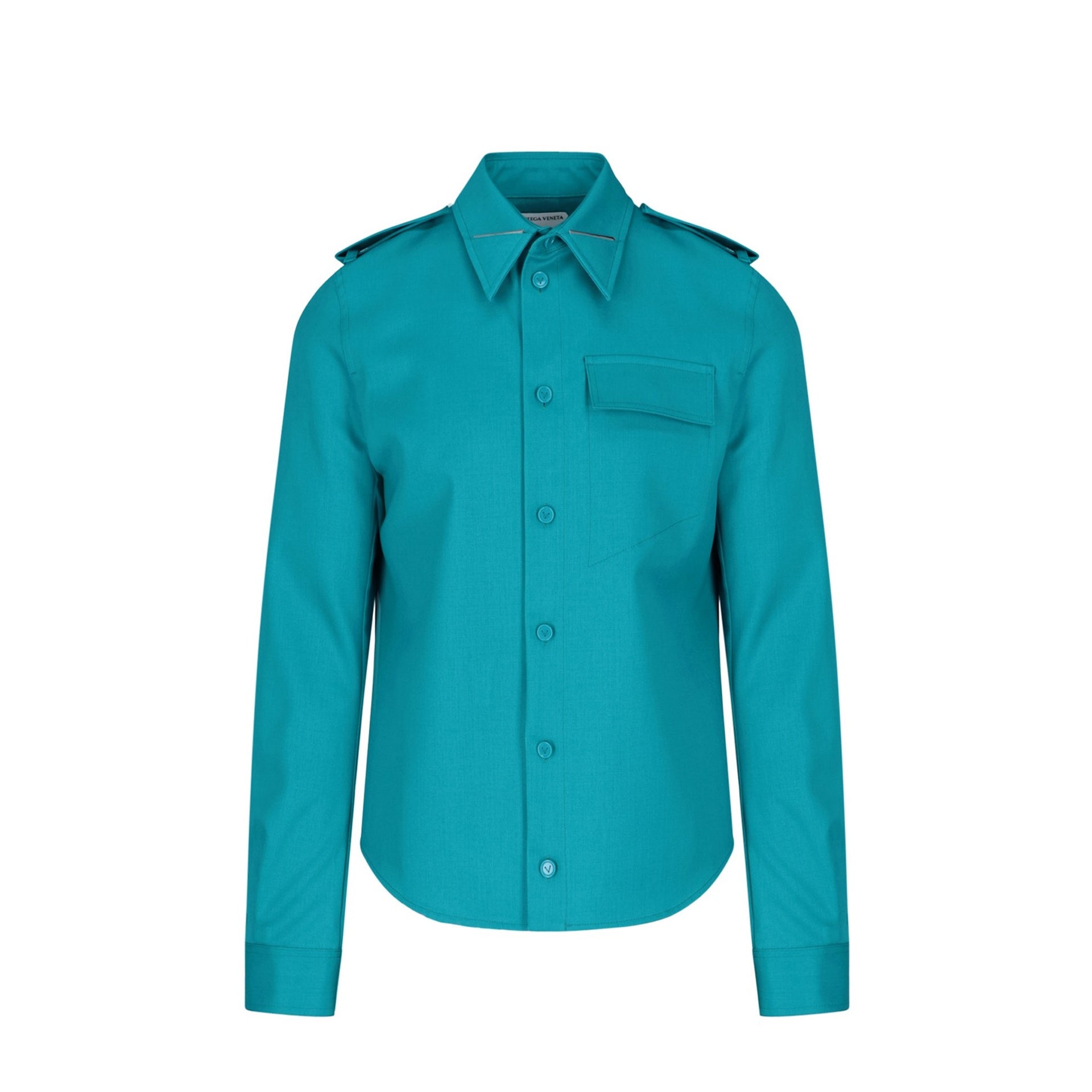 Grain De Poudre Wool Shirt Green Elastane