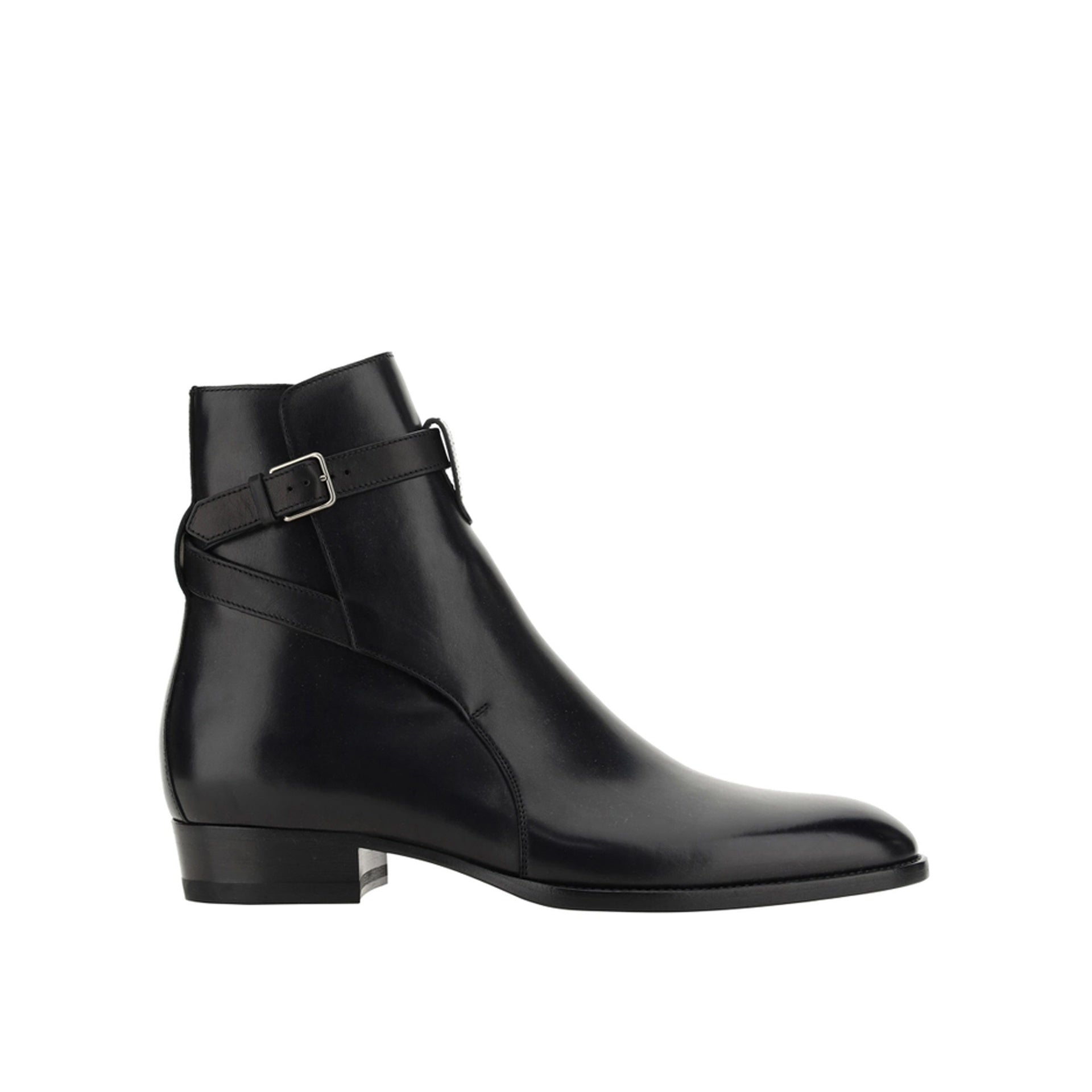 Saint Laurent Wyatt Jodhpur Ankle Boots Black Calf Leather