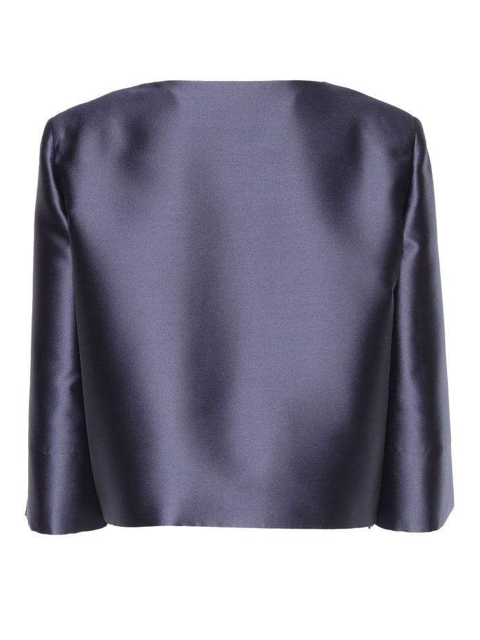 Blue structured jacket Polyester Silk