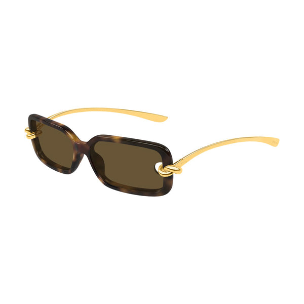 Bottega Veneta Sunglasses Rectangle Full Rim, Havana-Gold Frame And Brown Lens Bv1439s002