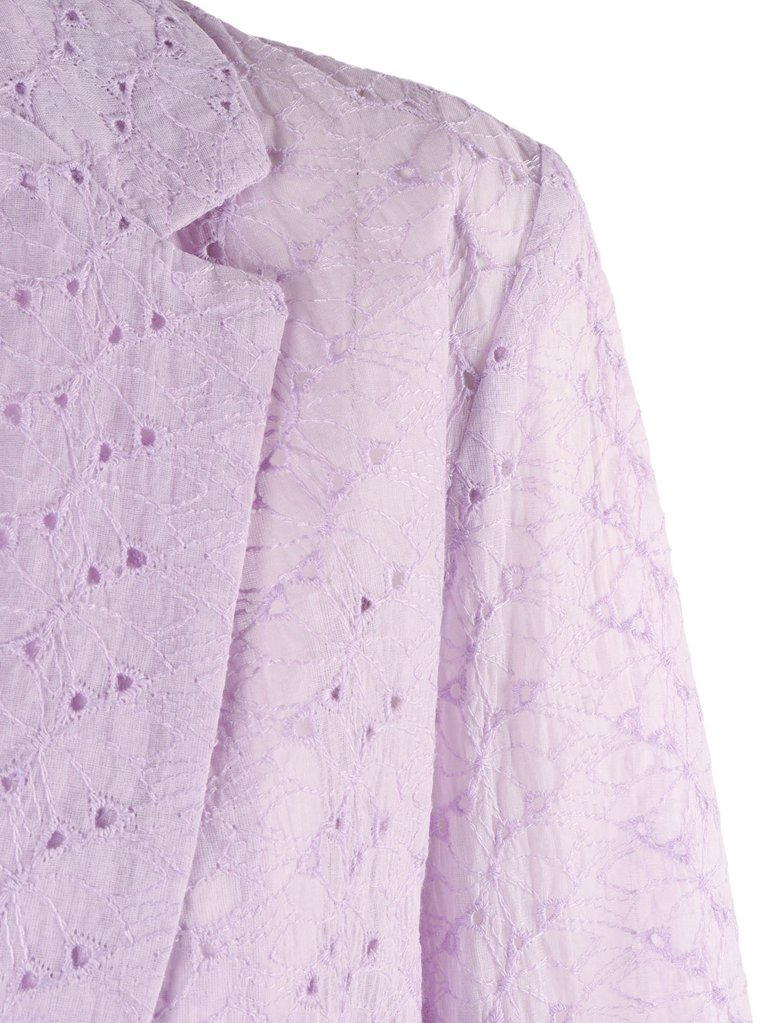 Muslin Jacket With Broderie Anglaise Embroidery Purple Cotton Lining